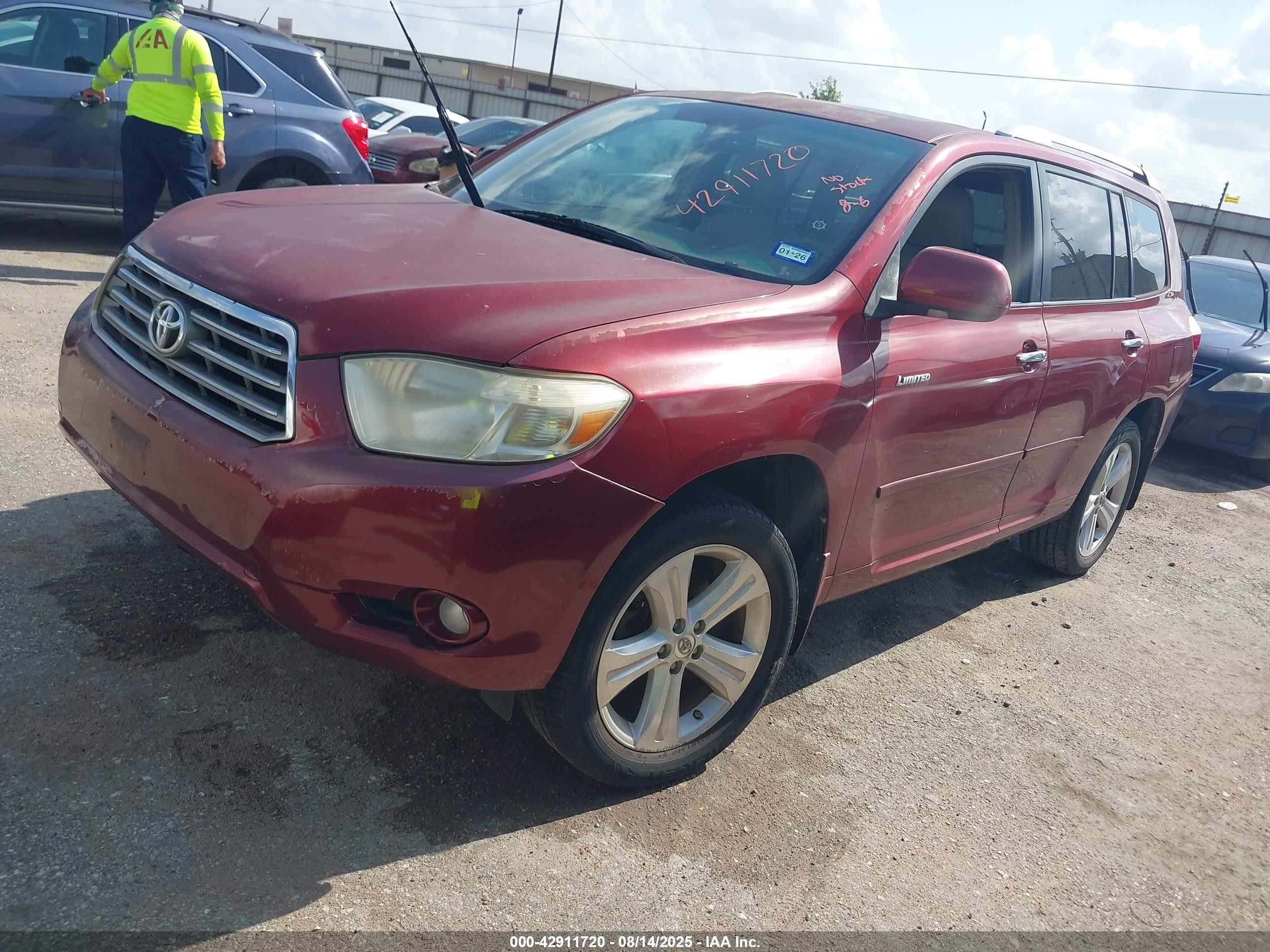 2008 Toyota Highlander Limited Темно-бордовый vin: JTEDS42AX82007283