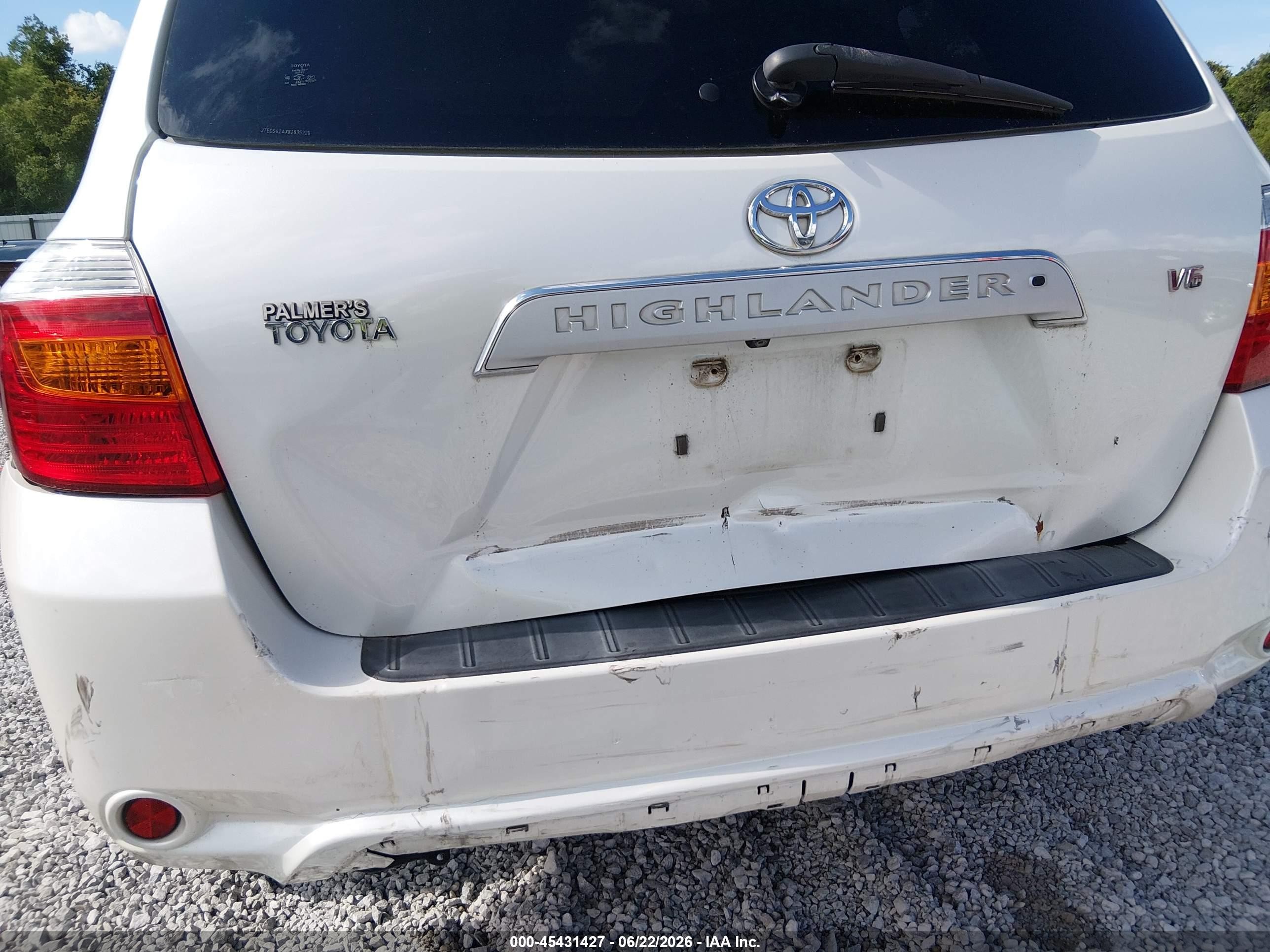 2008 Toyota Highlander Limited White vin: JTEDS42AX82035228
