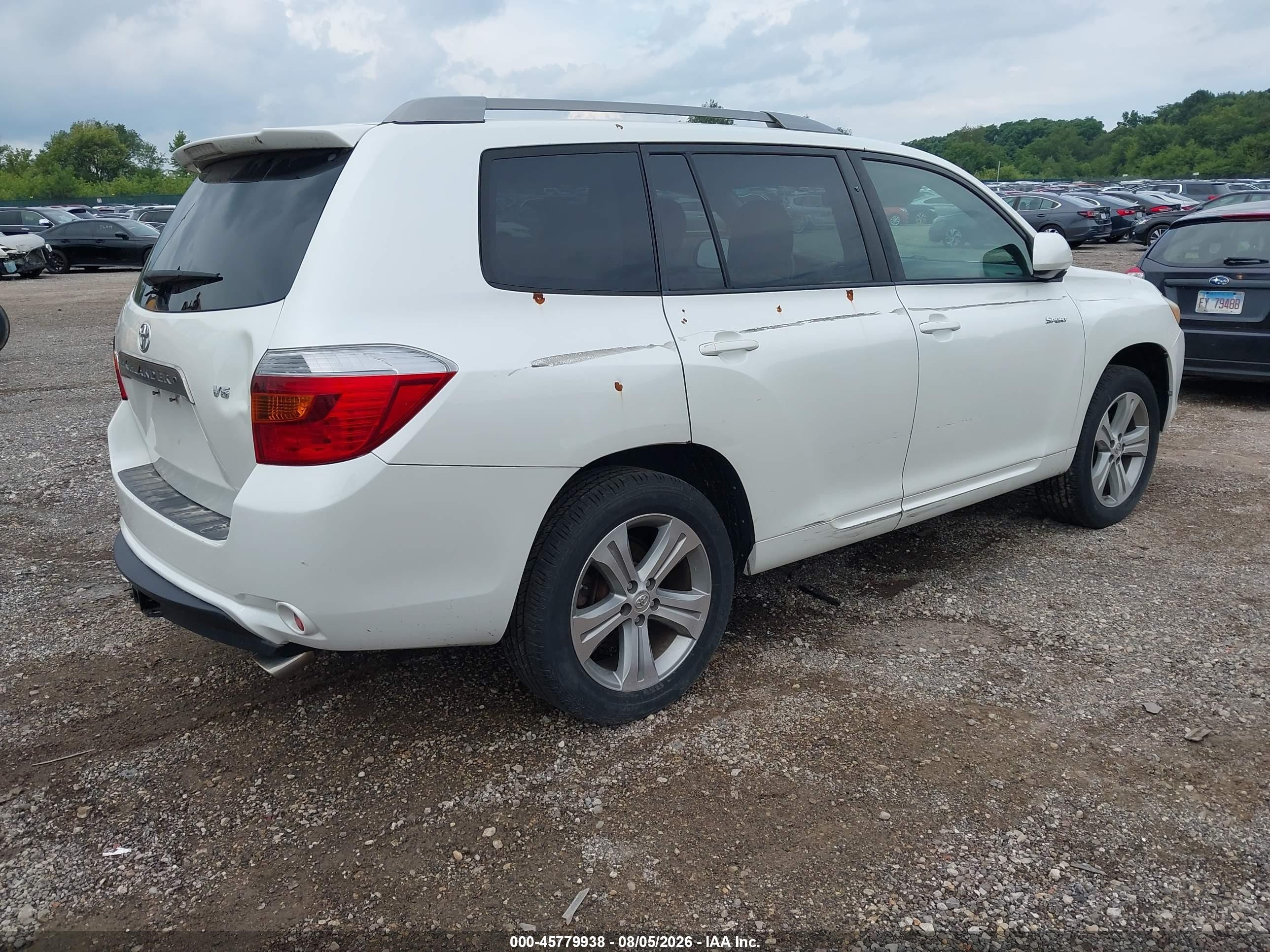 2008 Toyota Highlander Sport White vin: JTEDS43A782006753