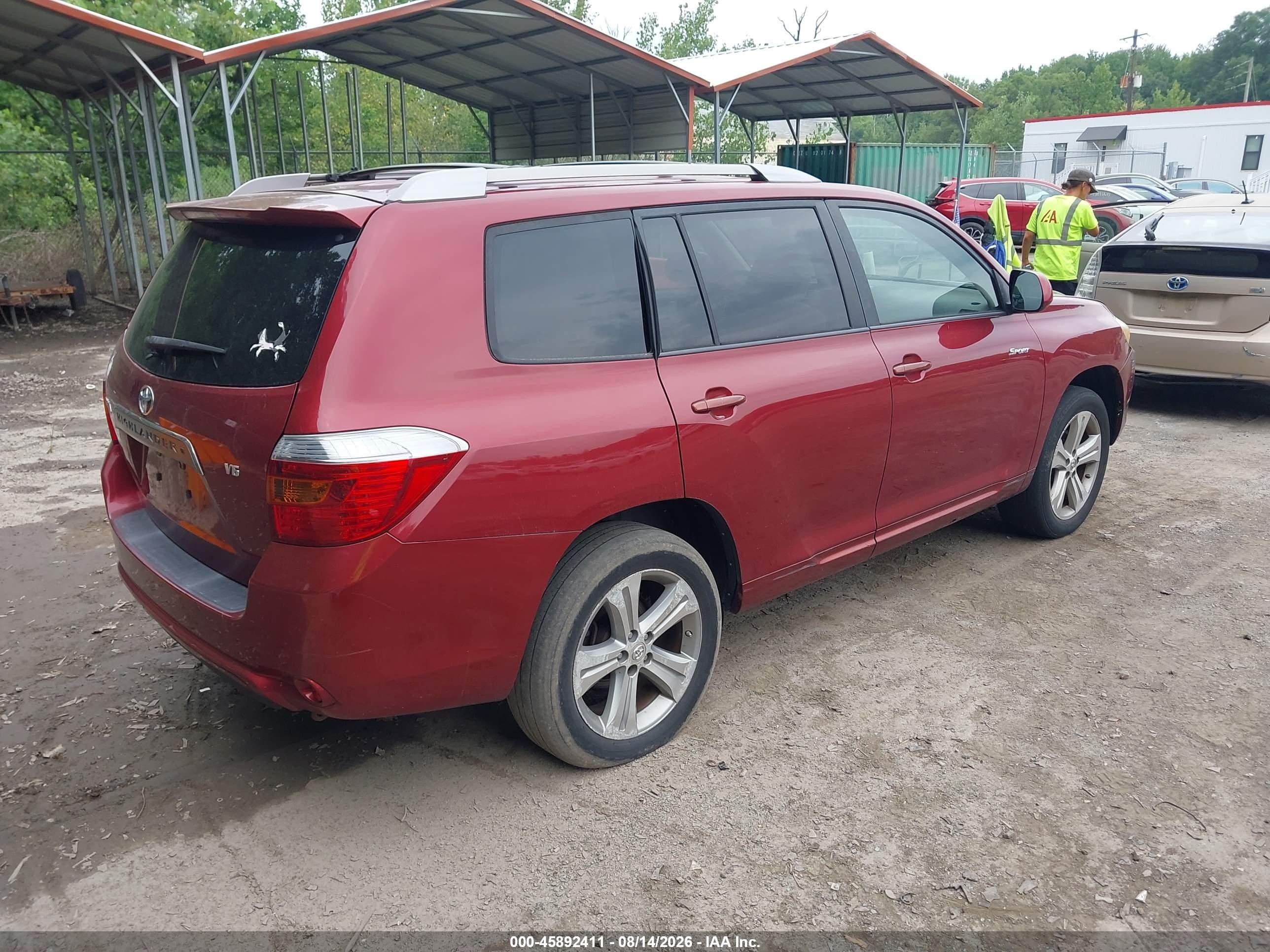 2008 Toyota Highlander Sport Red vin: JTEDS43A982054223