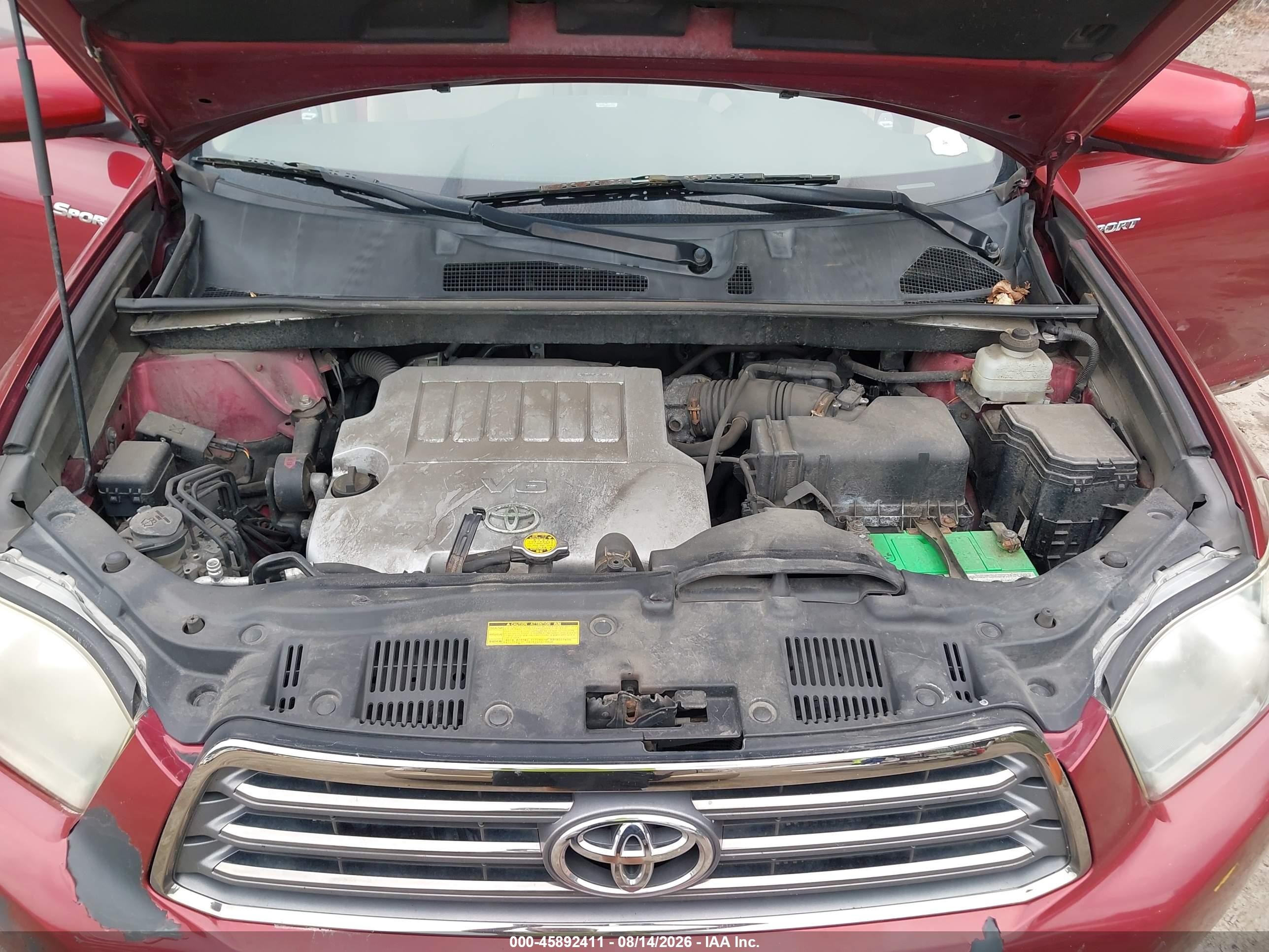 2008 Toyota Highlander Sport Red vin: JTEDS43A982054223