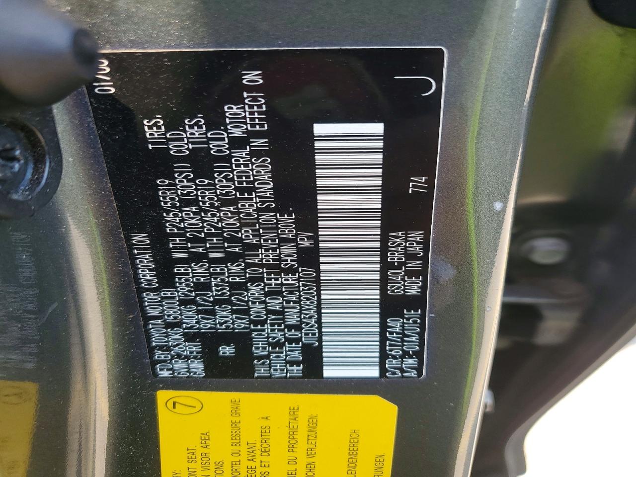 2008 Toyota Highlander Sport Gray vin: JTEDS43AX82037107
