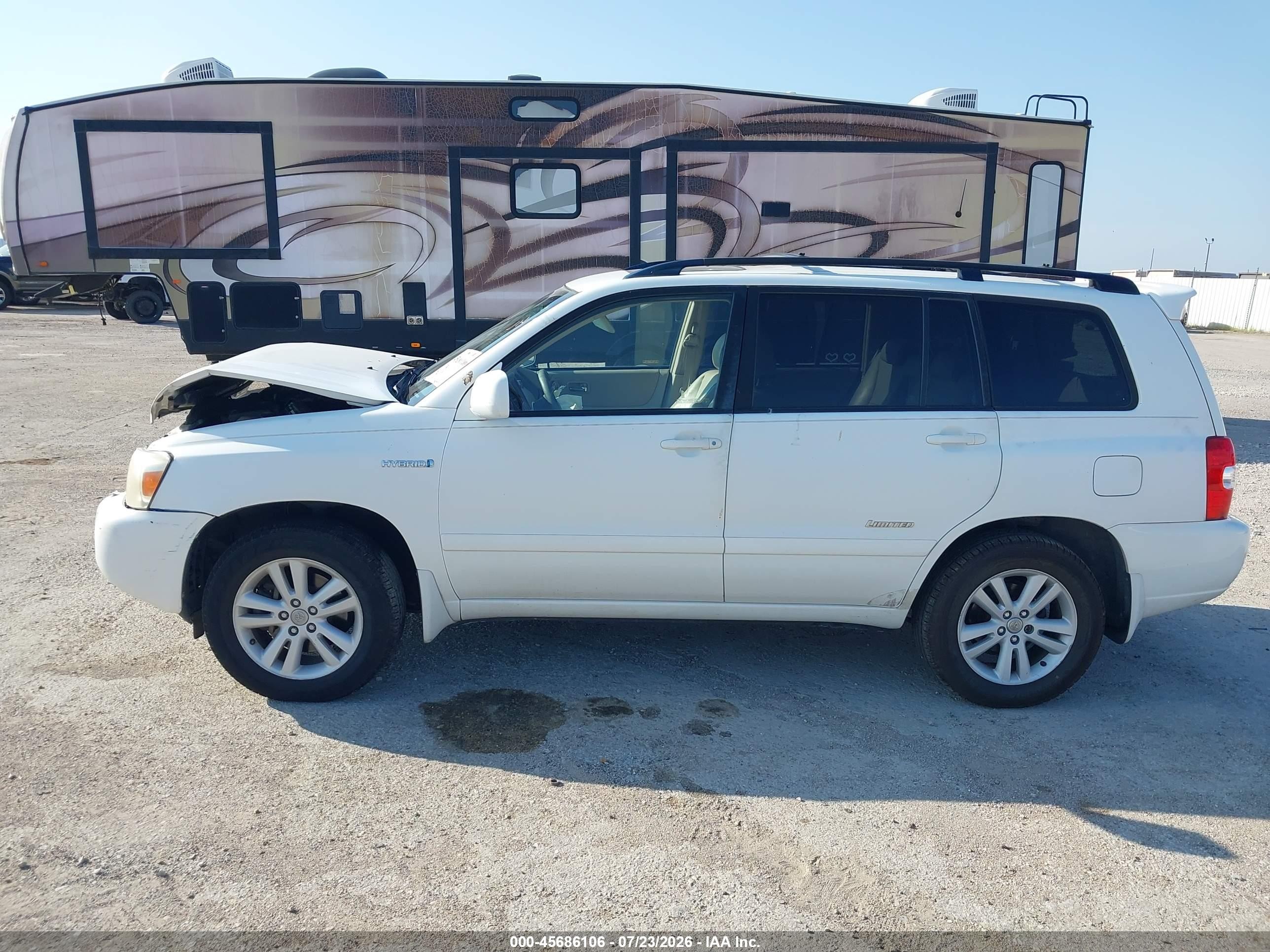 2007 Toyota Highlander Hybrid Limited W/3rd Row White vin: JTEDW21A170021786