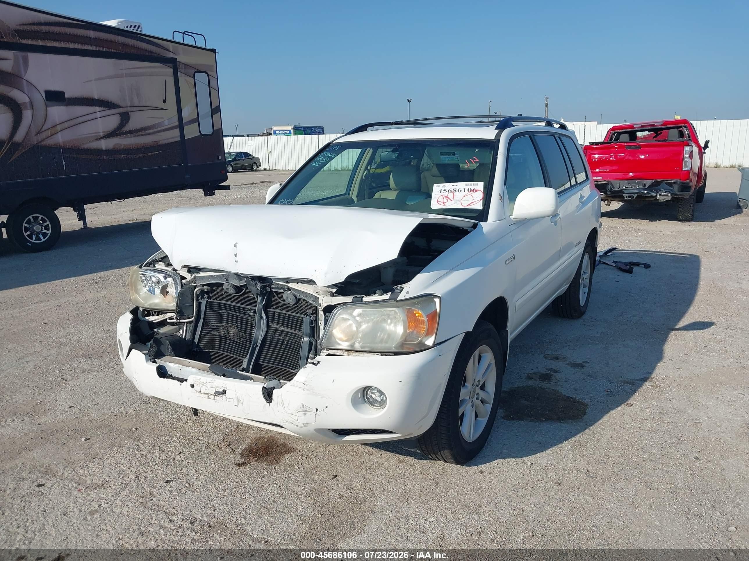 2007 Toyota Highlander Hybrid Limited W/3rd Row White vin: JTEDW21A170021786