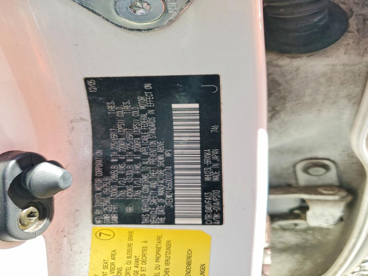2006 Toyota Highlander Hybrid White vin: JTEDW21A560010174