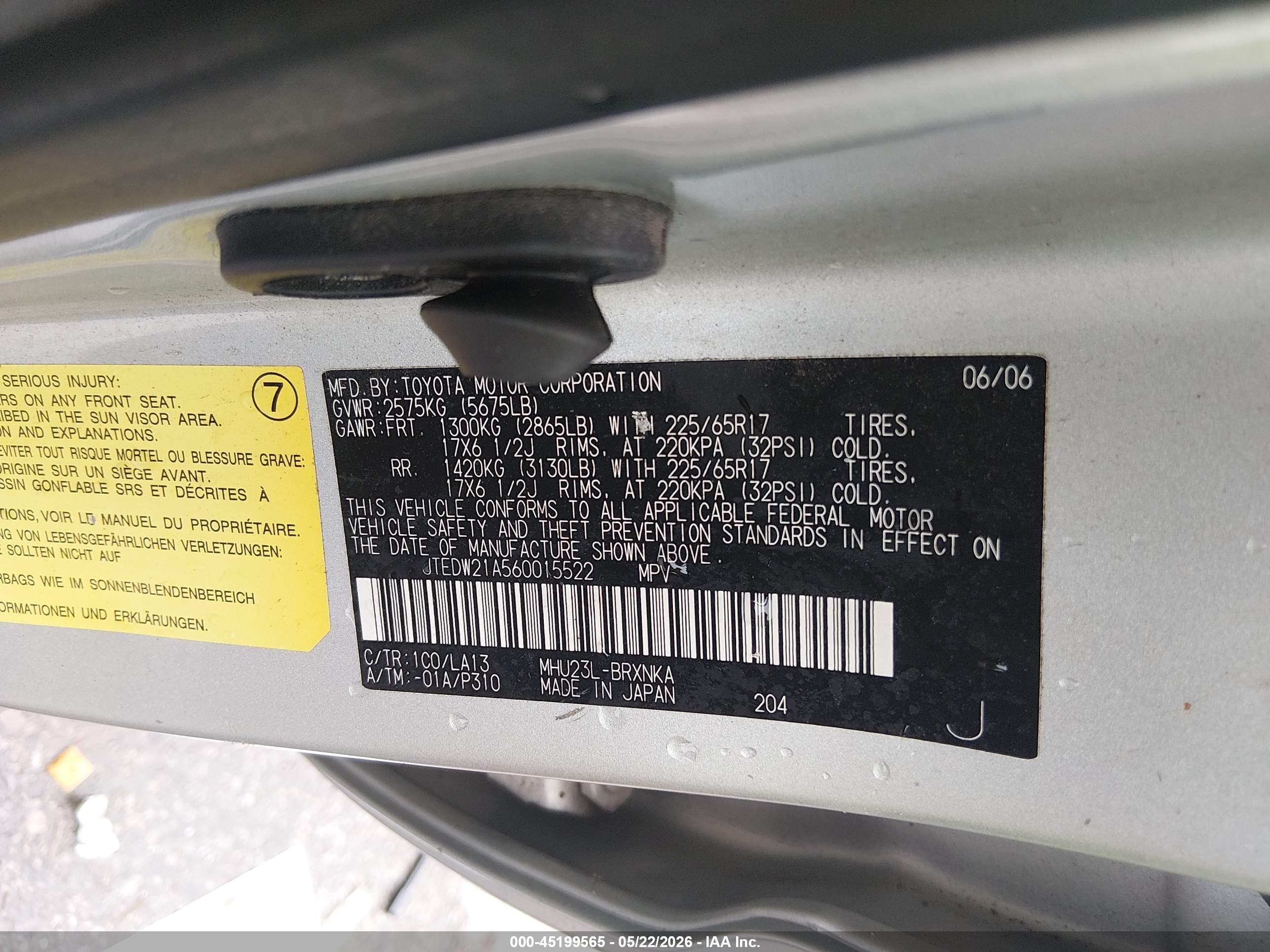 2006 Toyota Highlander Hybrid Limited V6 Silver vin: JTEDW21A560015522
