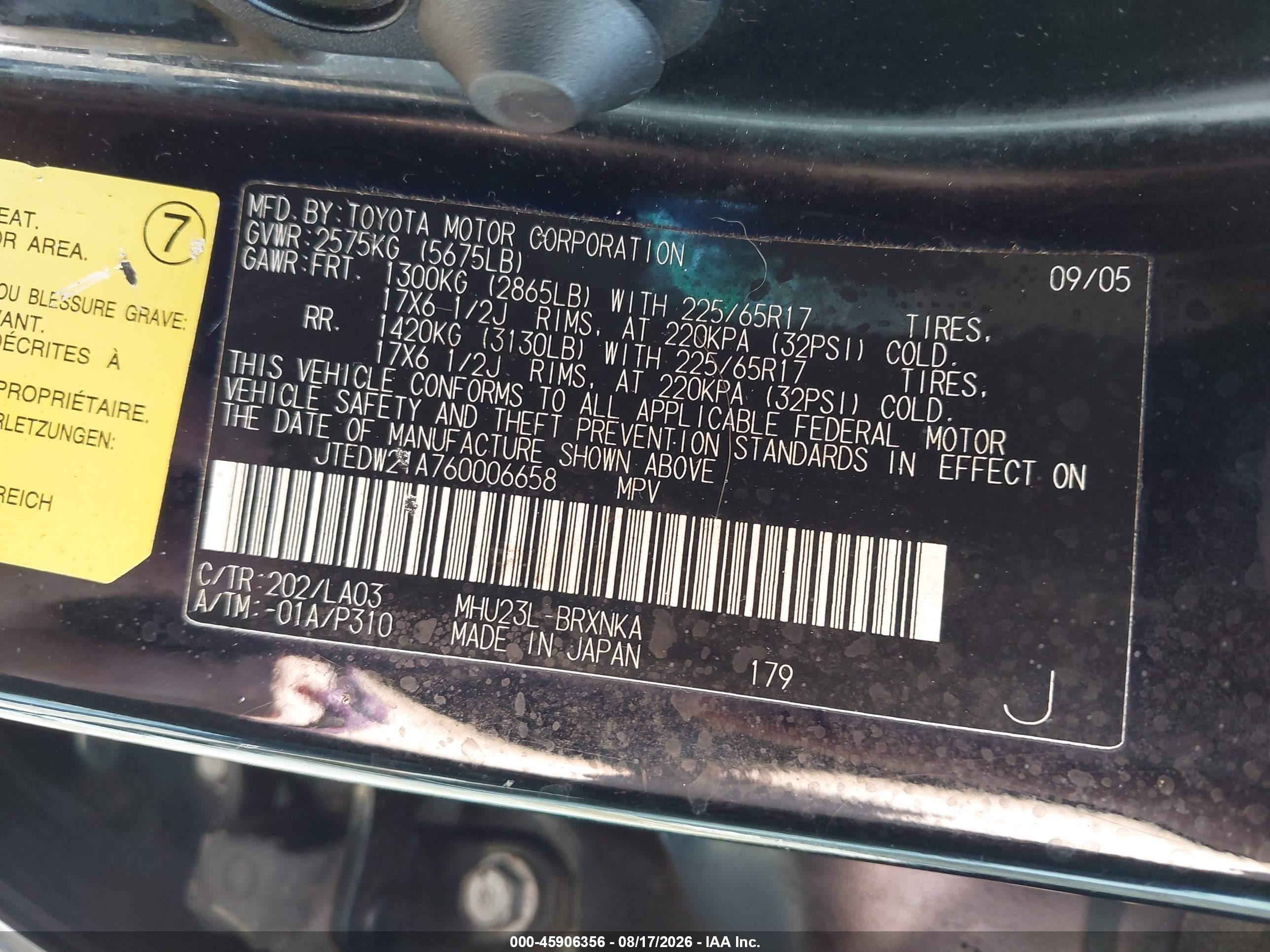 2006 Toyota Highlander Hybrid Limited V6 Black vin: JTEDW21A760006658