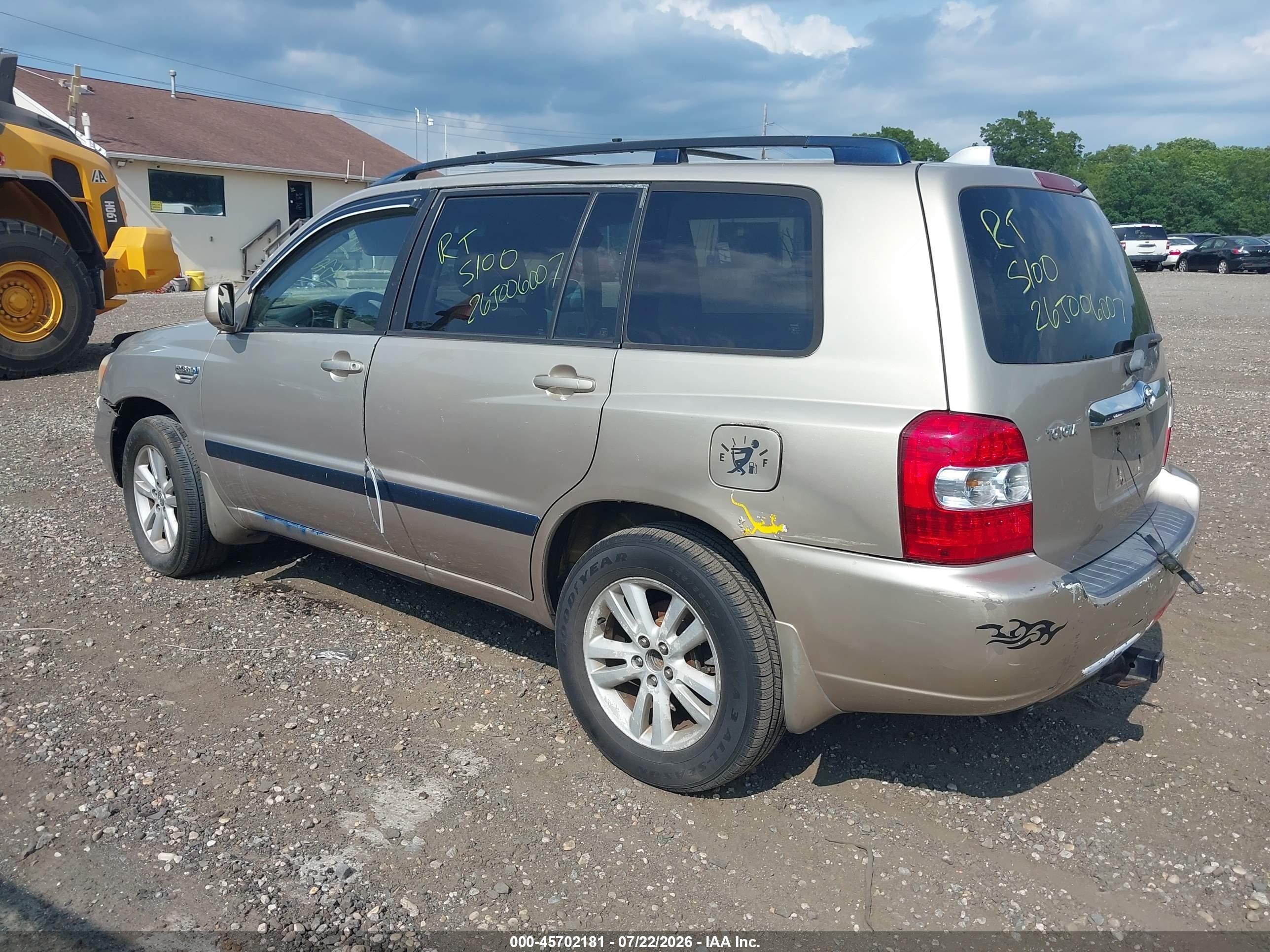 2007 Toyota Highlander Hybrid V6 Gold vin: JTEDW21A770020187