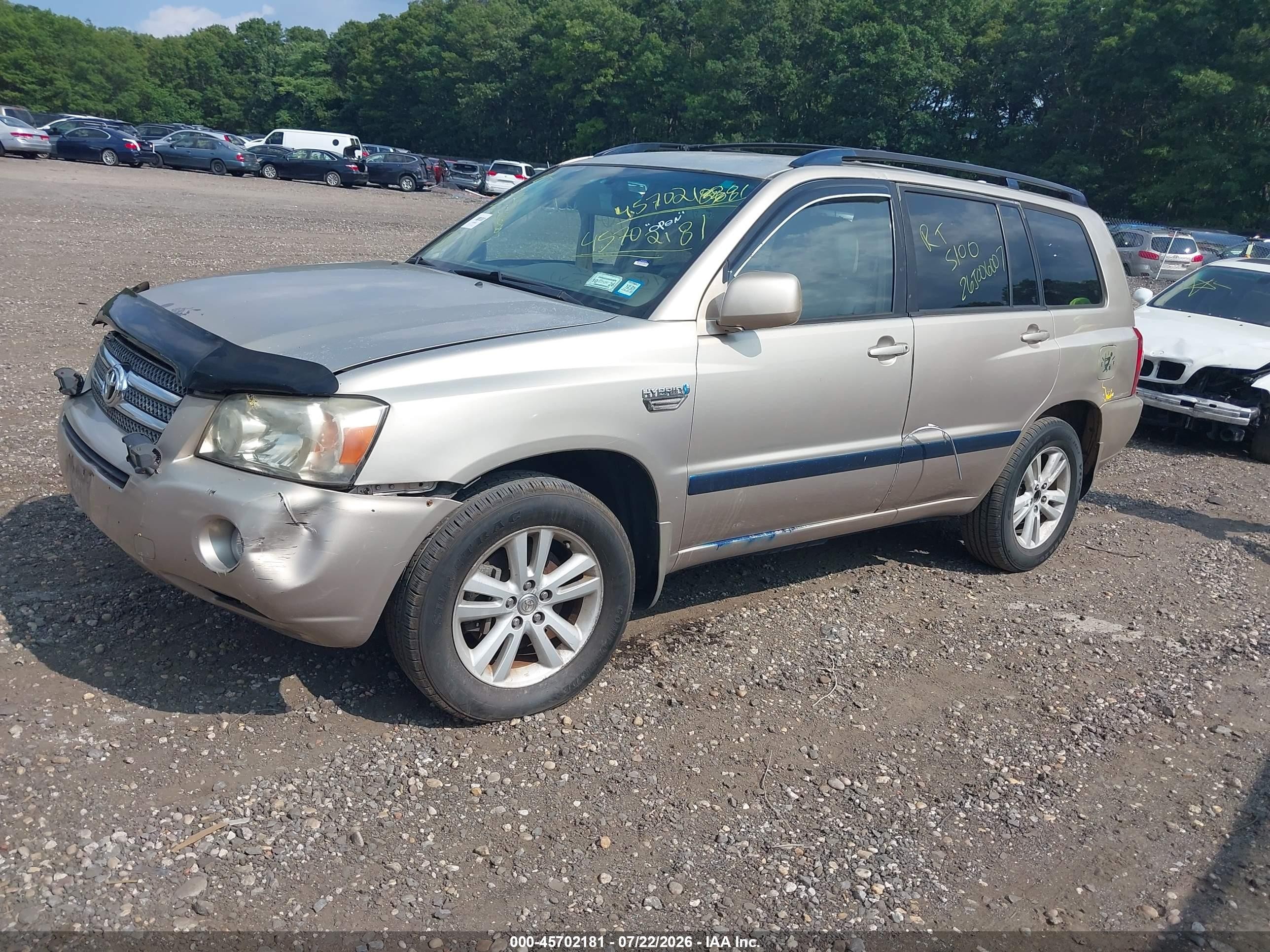 2007 Toyota Highlander Hybrid V6 Gold vin: JTEDW21A770020187