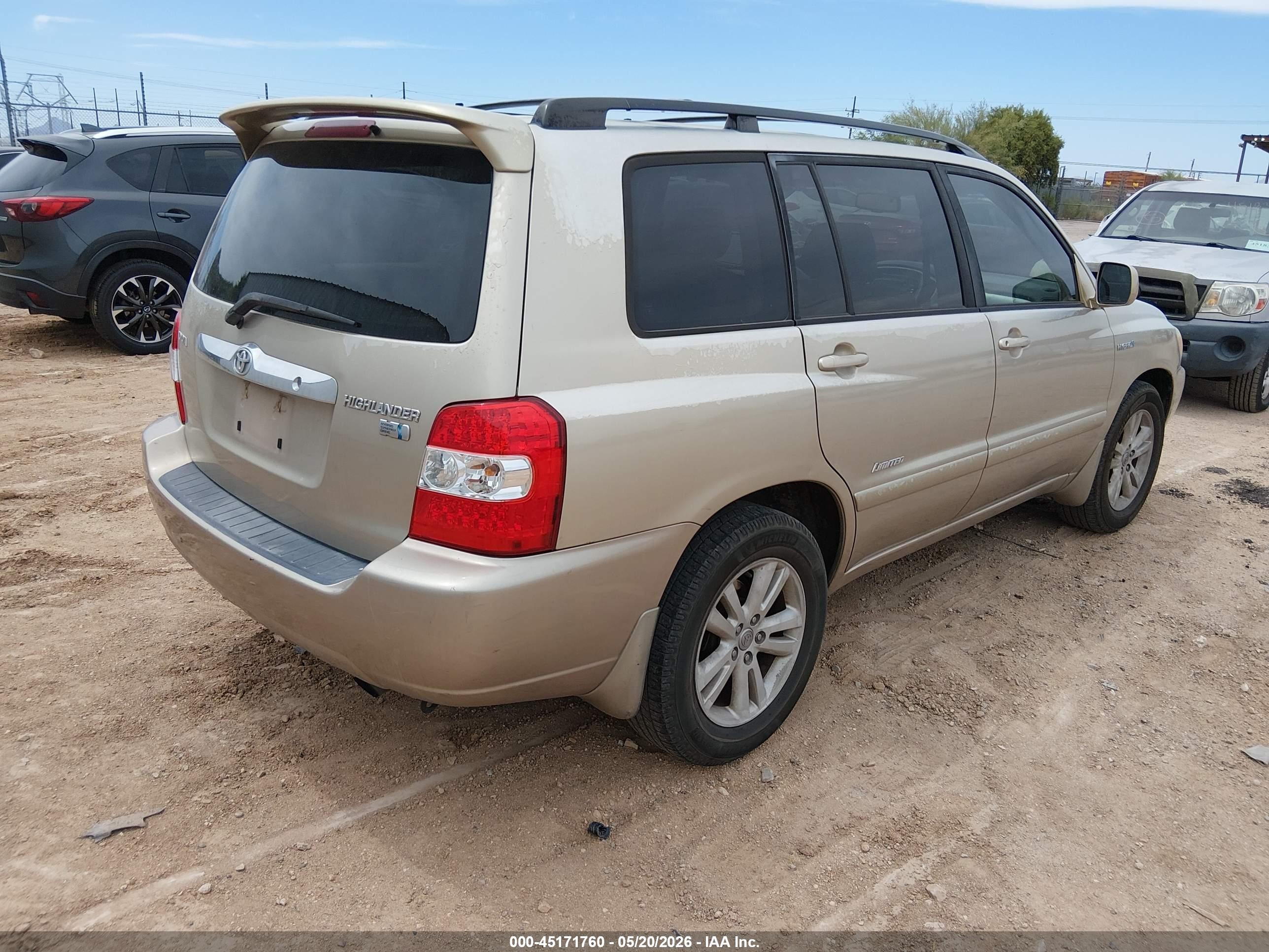 2007 Toyota Highlander Hybrid Limited V6 Gold vin: JTEDW21A770022795