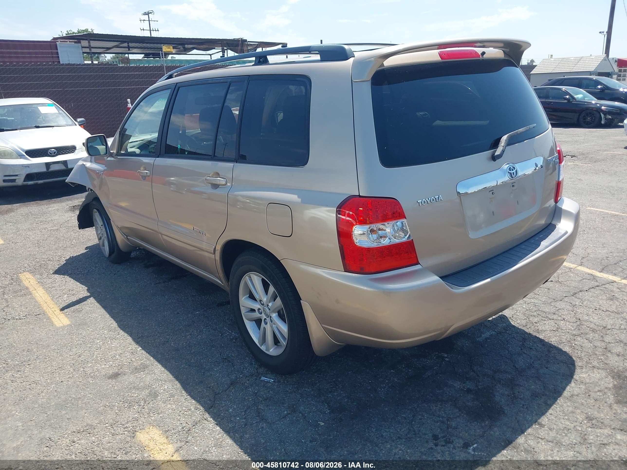 2007 Toyota Highlander Hybrid Limited W/3rd Row Tan vin: JTEDW21A970017243