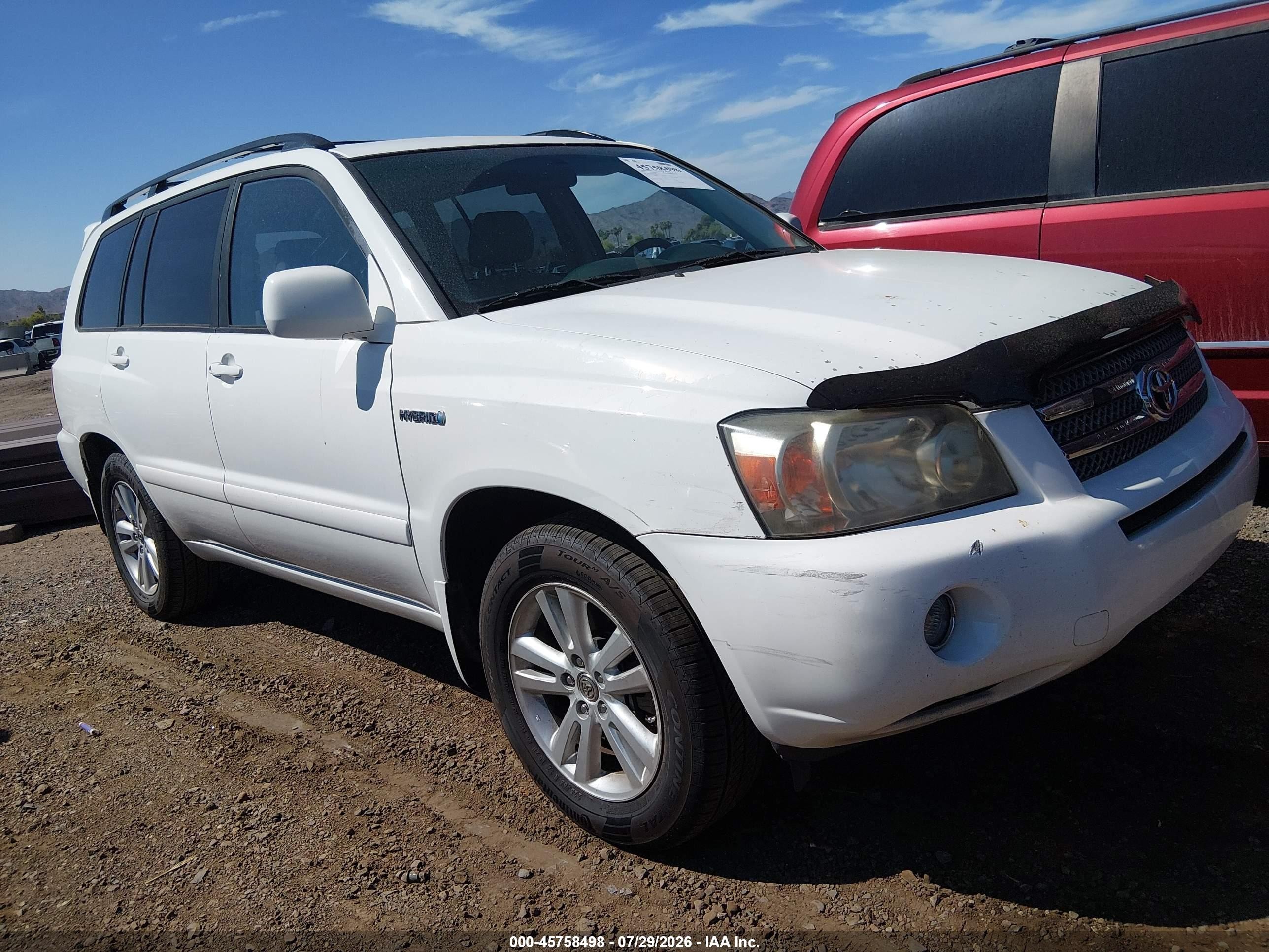 2006 Toyota Highlander Hybrid V6 White vin: JTEDW21AX60014737