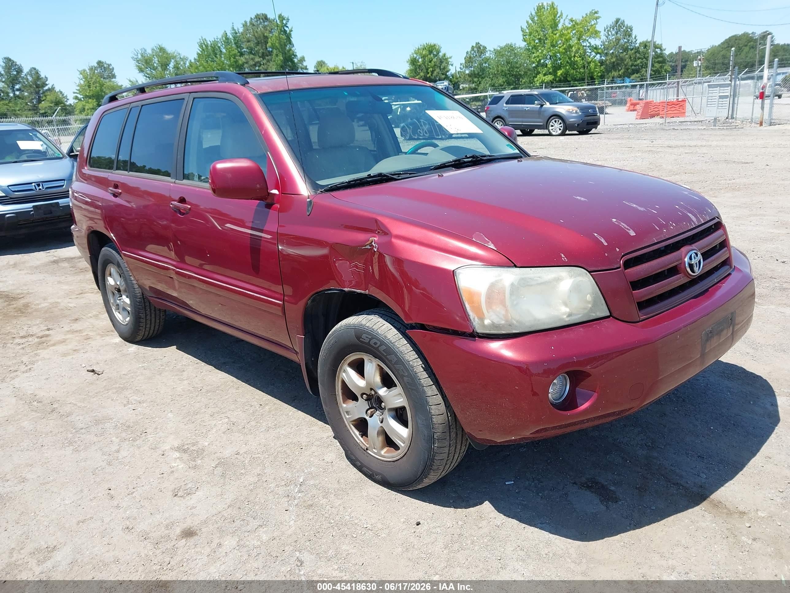 2004 Toyota Highlander V6 Red vin: JTEEP21A040043873