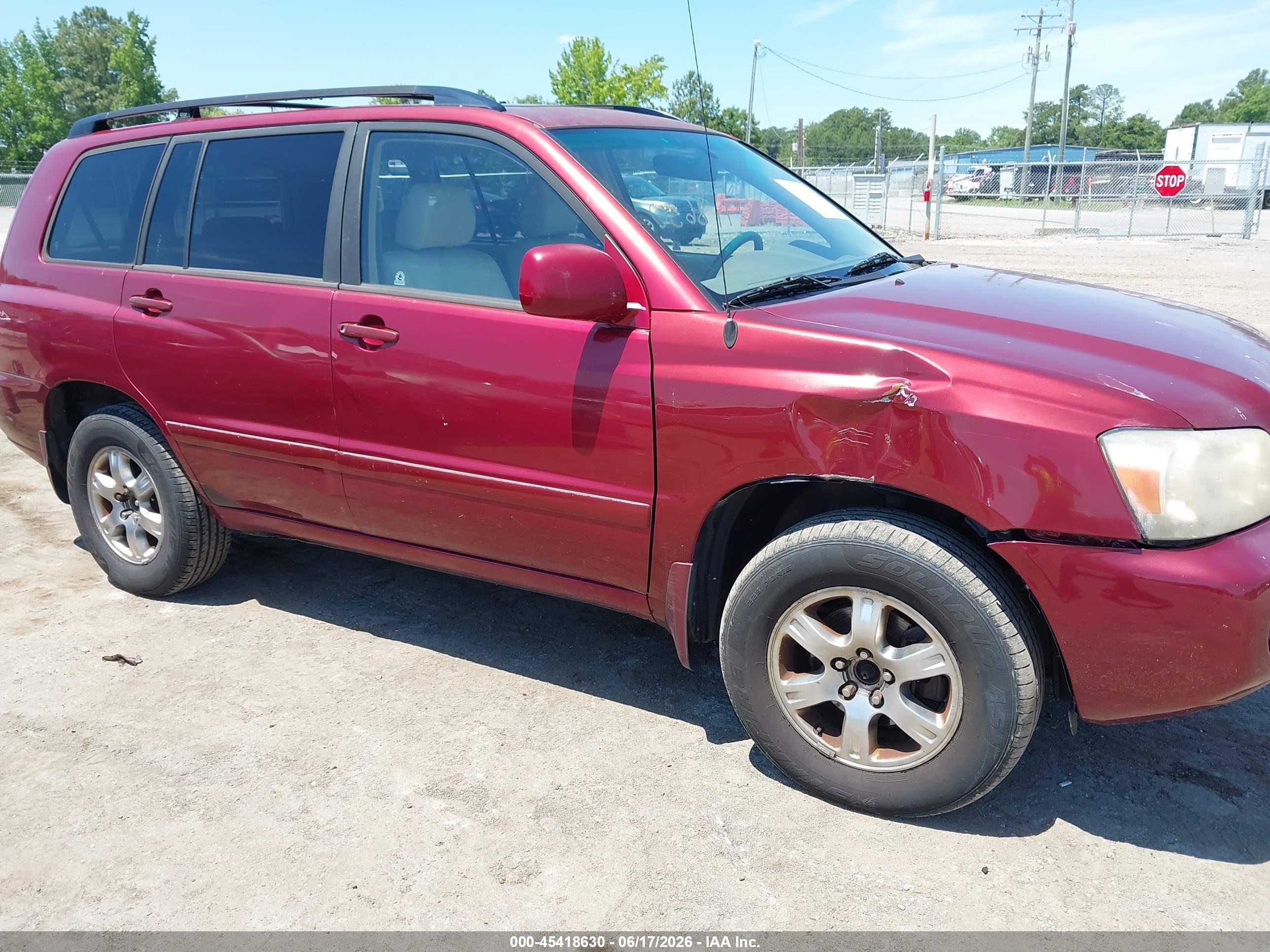 2004 Toyota Highlander V6 Red vin: JTEEP21A040043873
