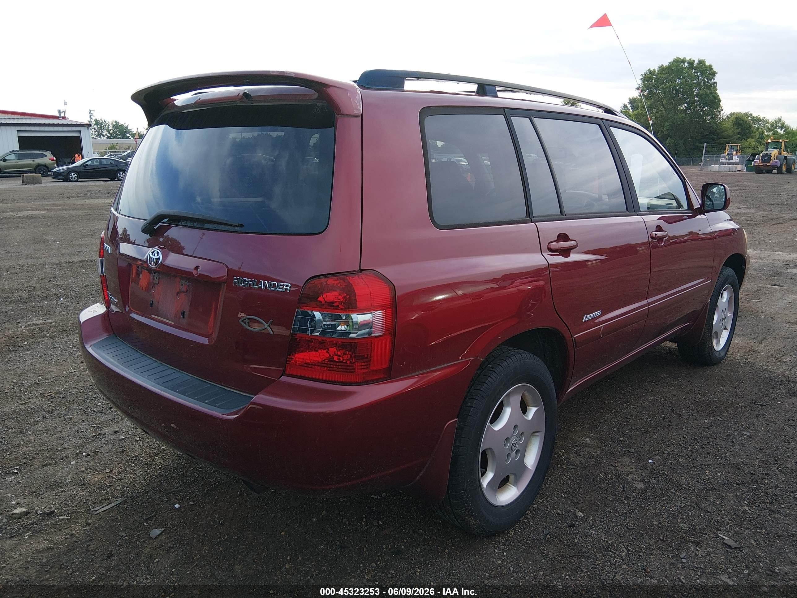2007 Toyota Highlander Limited V6 Burgundy vin: JTEEP21A070212262