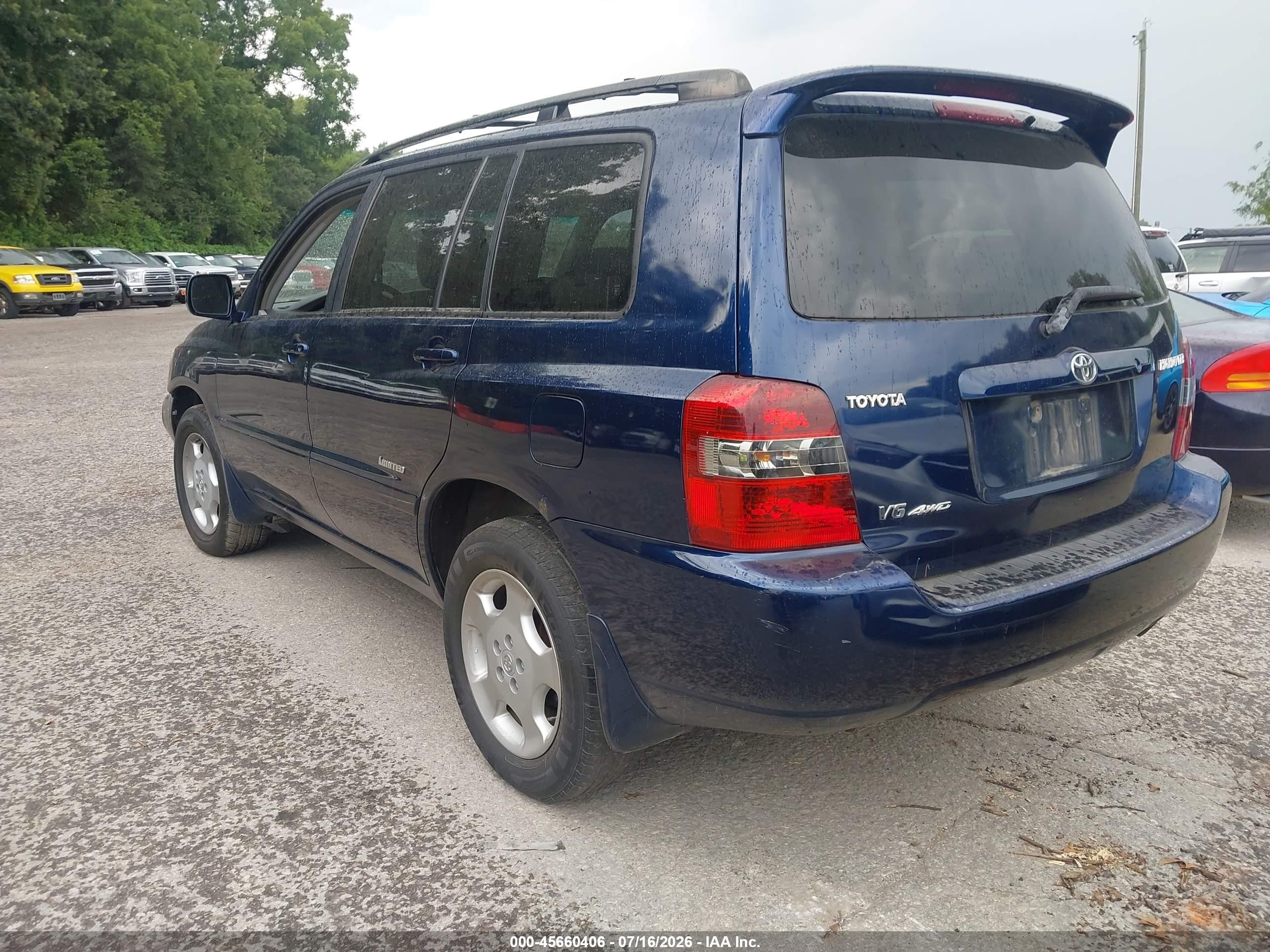 2007 Toyota Highlander Limited W/3rd Row Blue vin: JTEEP21A070226890
