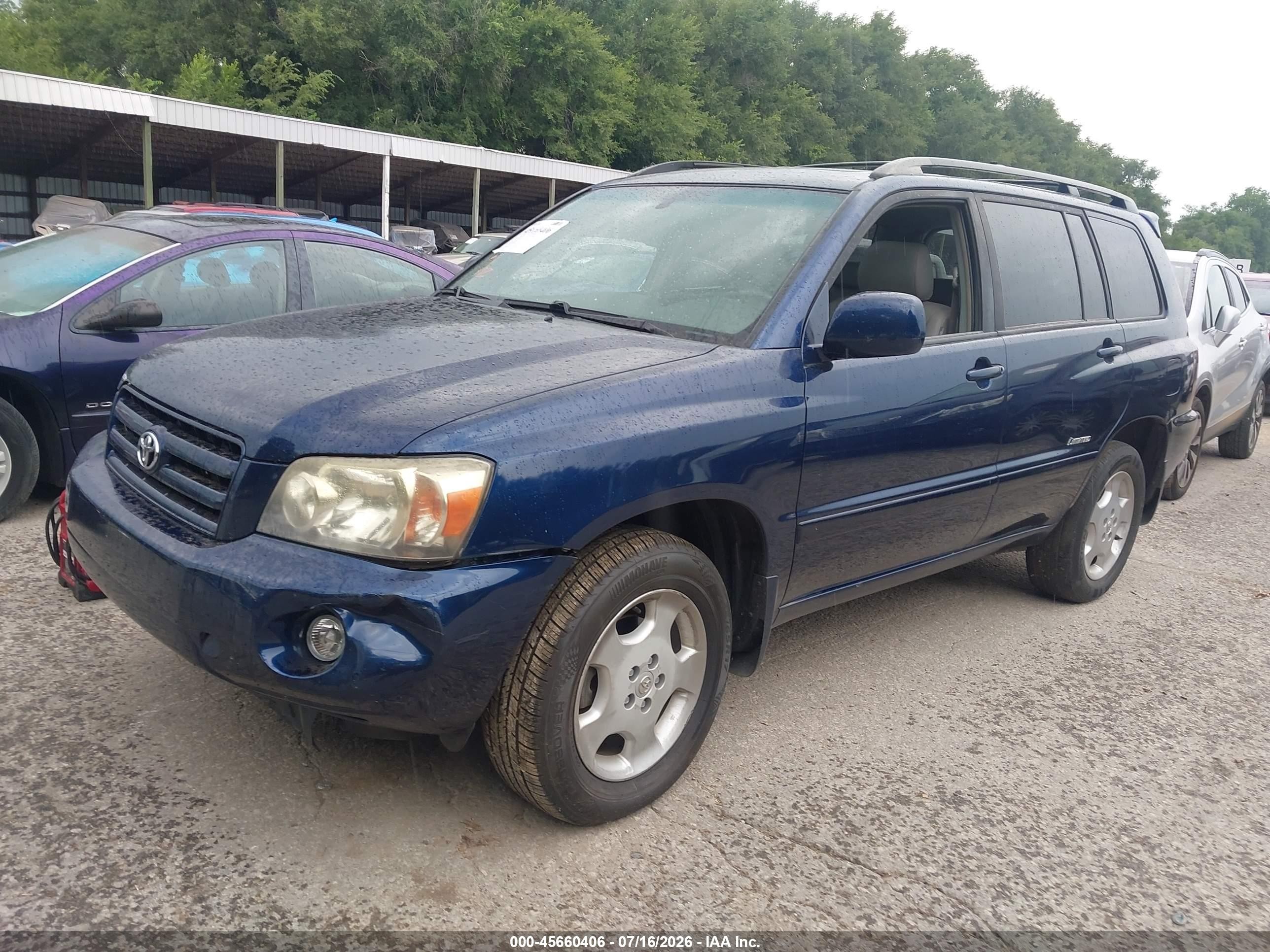 2007 Toyota Highlander Limited W/3rd Row Blue vin: JTEEP21A070226890