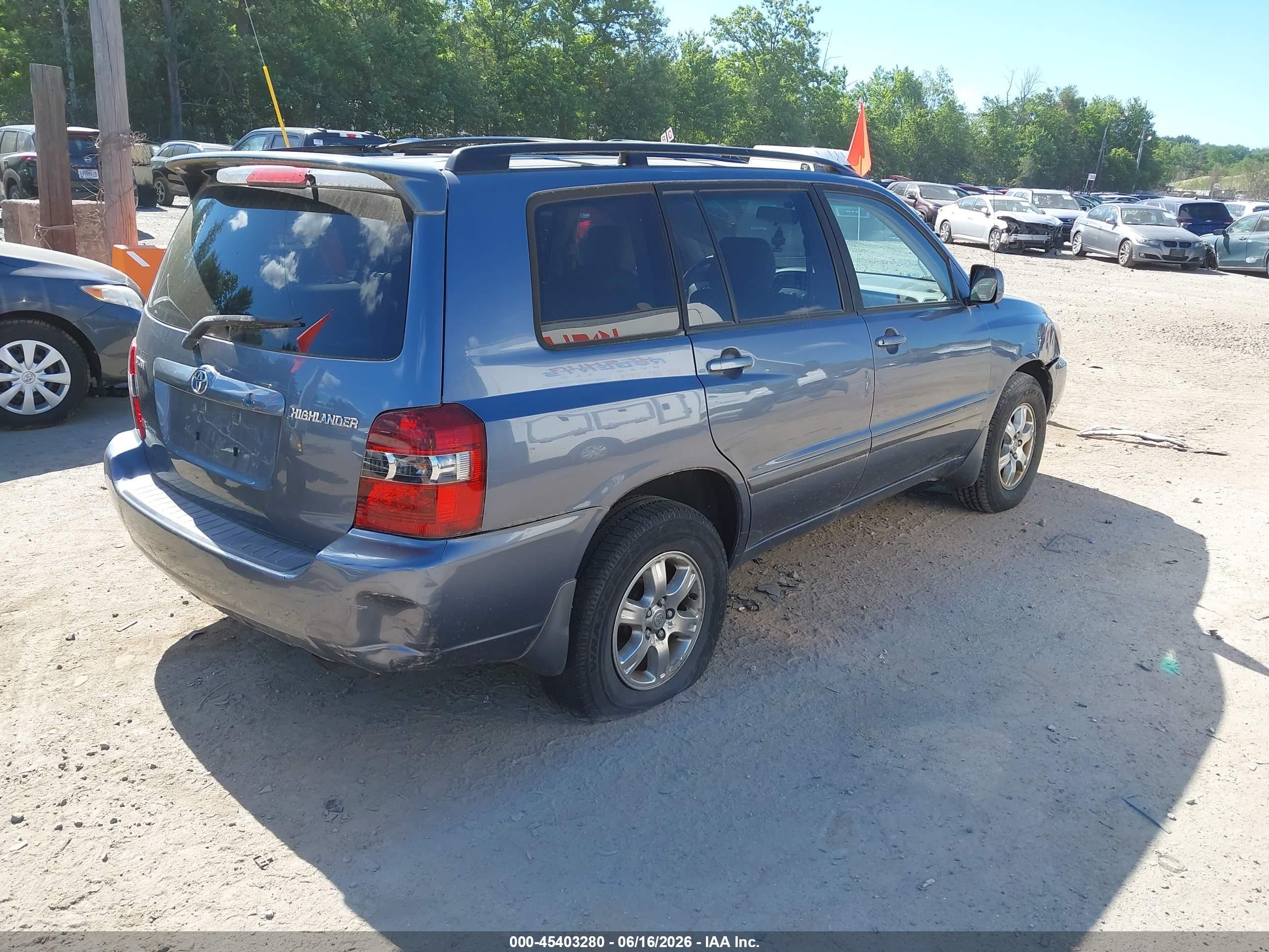 2007 Toyota Highlander 3rd Row Light Blue vin: JTEEP21A070231135