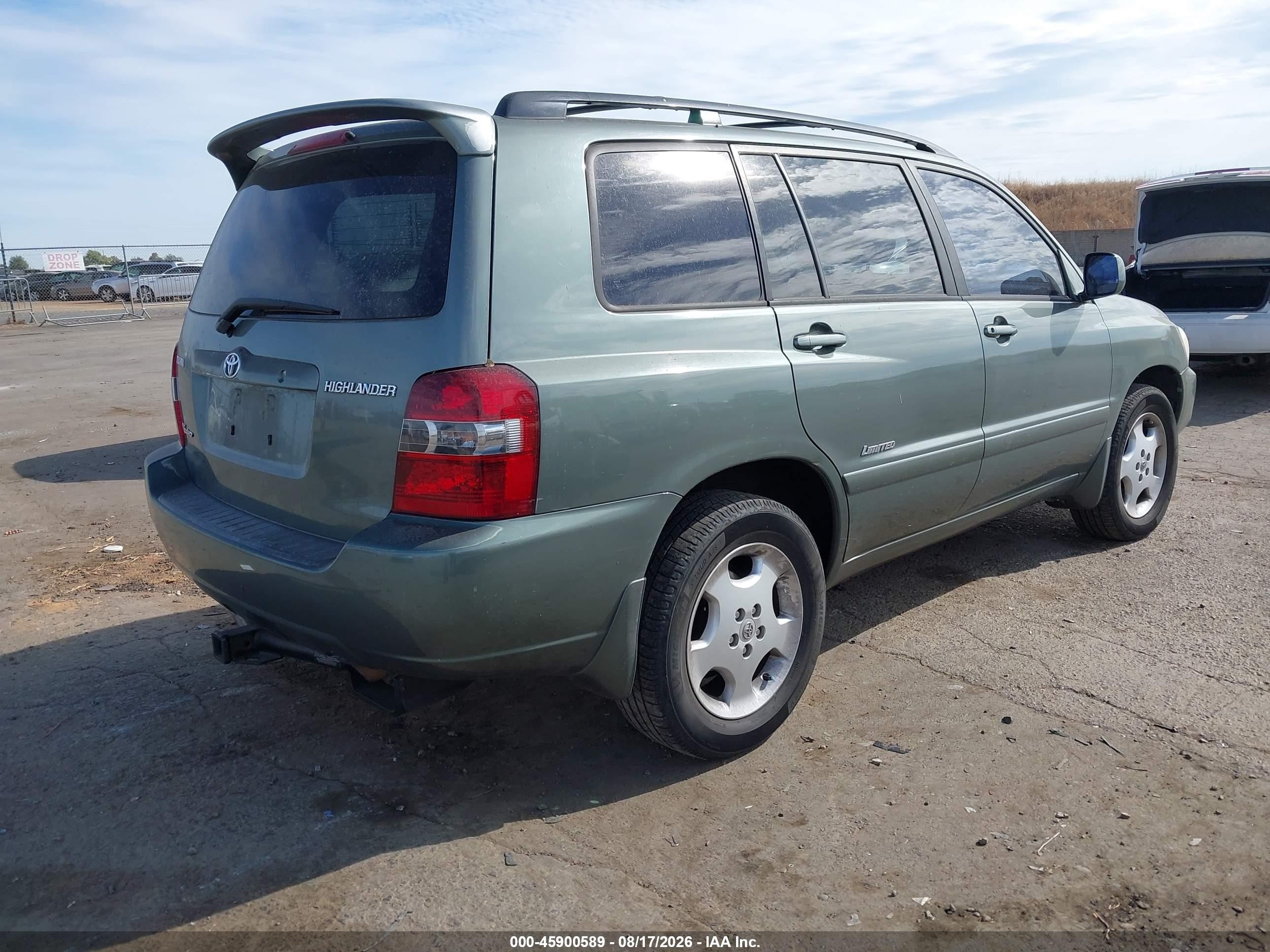 2007 Toyota Highlander Limited W/3rd Row Green vin: JTEEP21A170208589