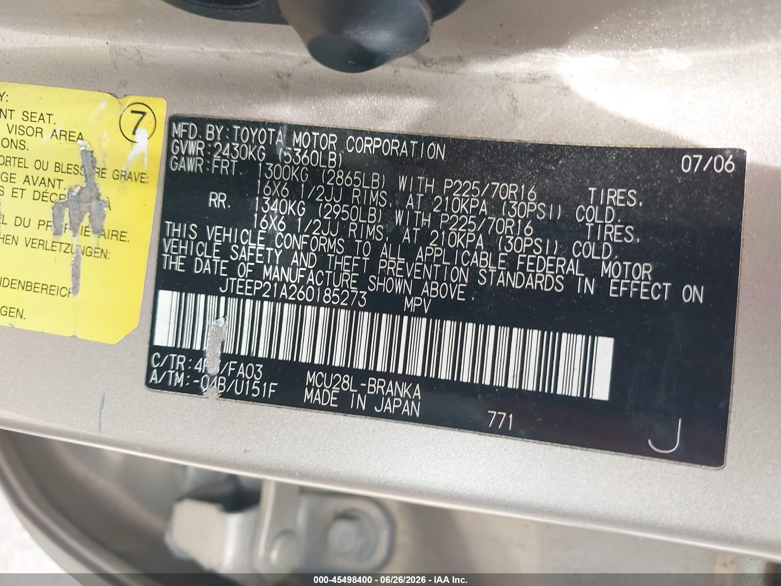 2006 Toyota Highlander V6 Tan vin: JTEEP21A260185273