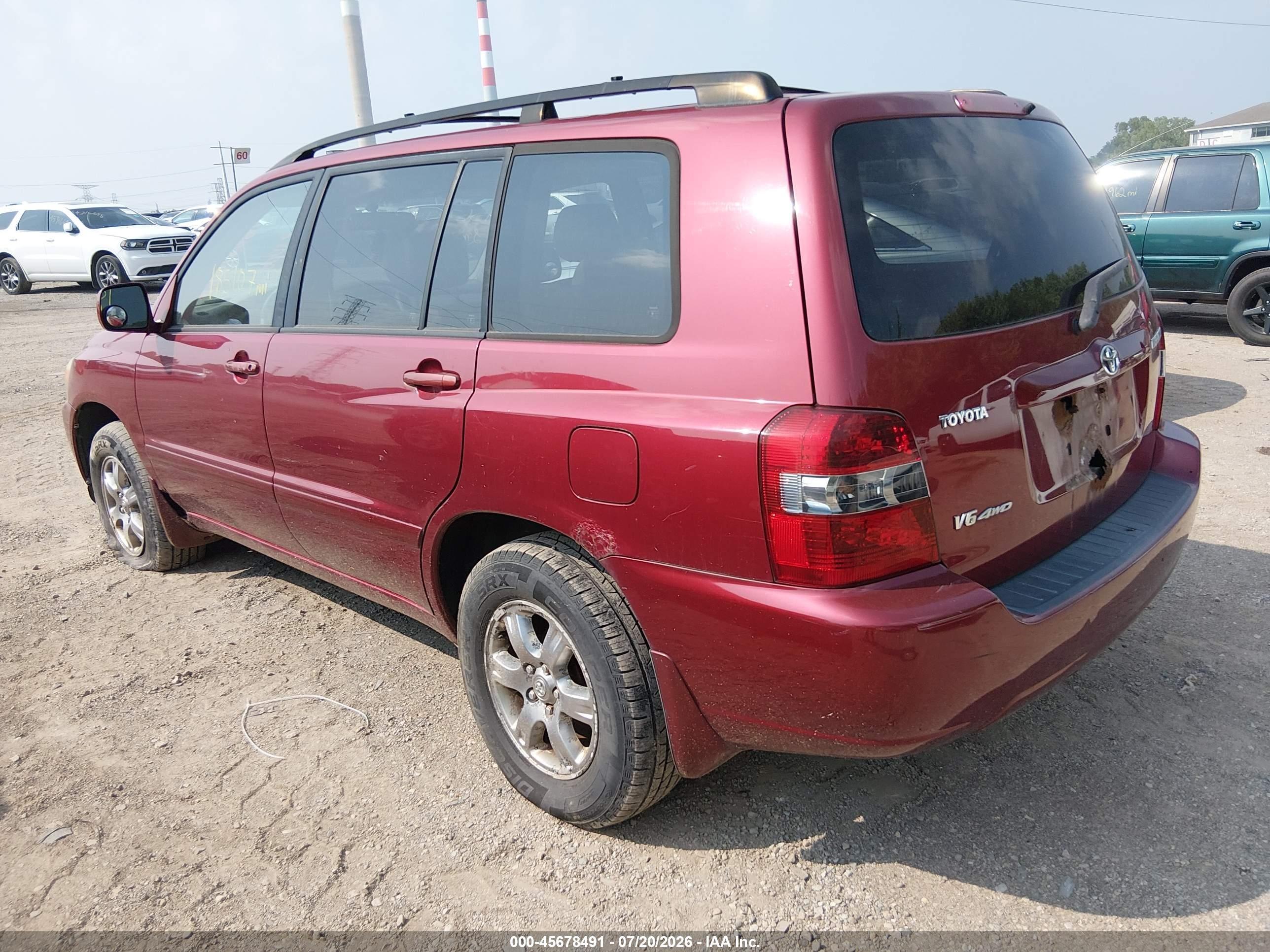 2007 Toyota Highlander 3rd Row Burgundy vin: JTEEP21A270193424