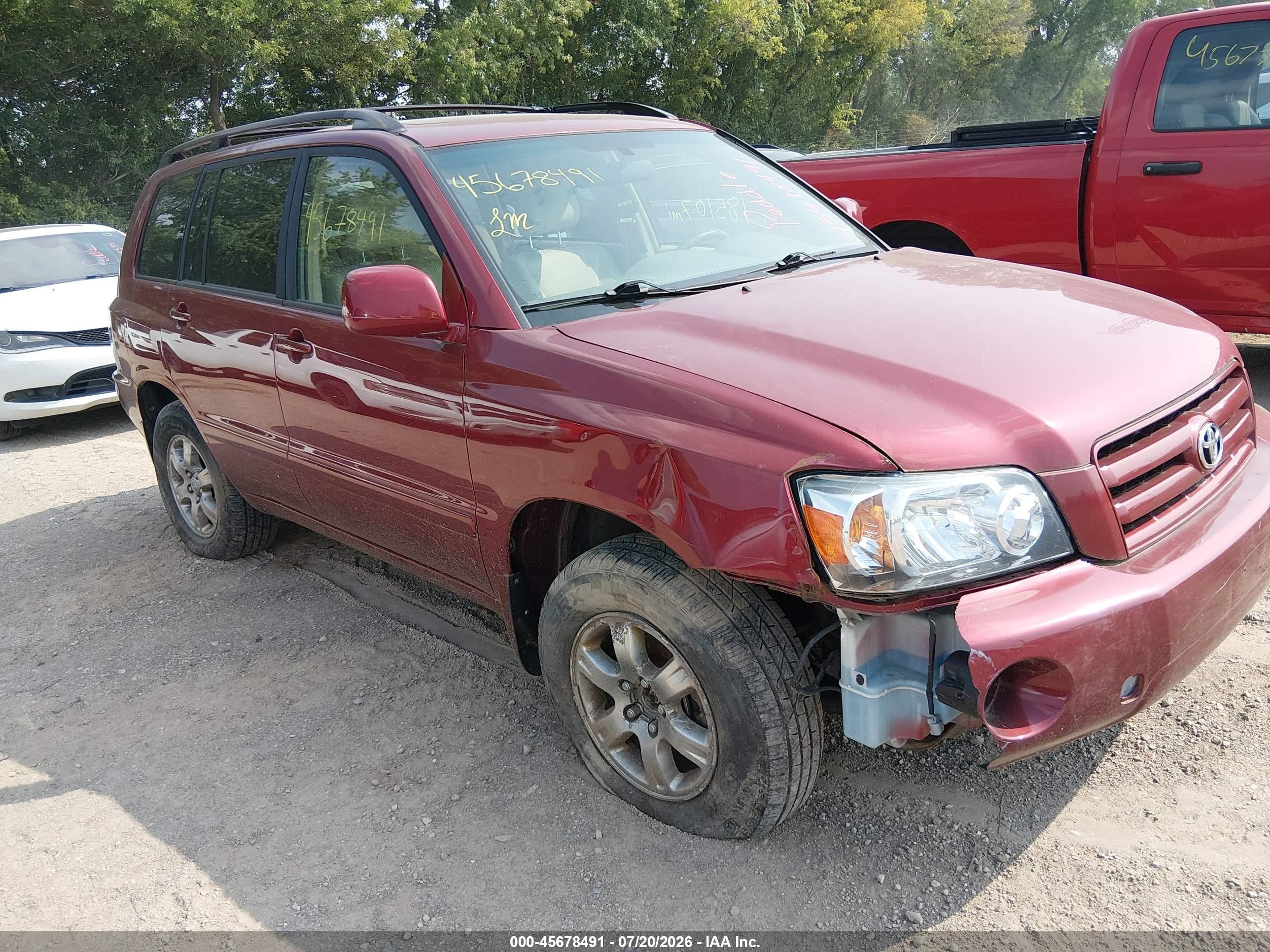 2007 Toyota Highlander 3rd Row Burgundy vin: JTEEP21A270193424