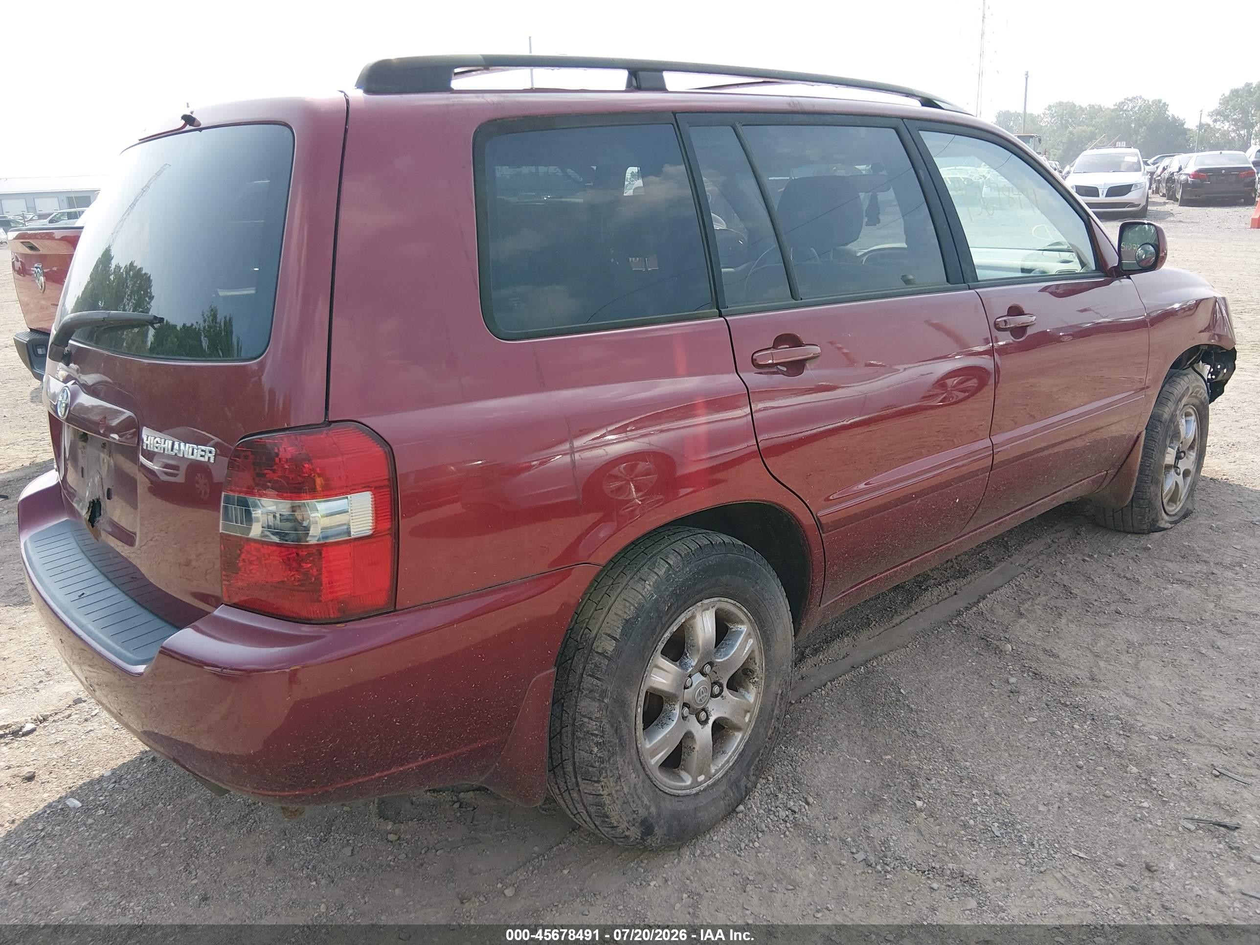 2007 Toyota Highlander 3rd Row Burgundy vin: JTEEP21A270193424