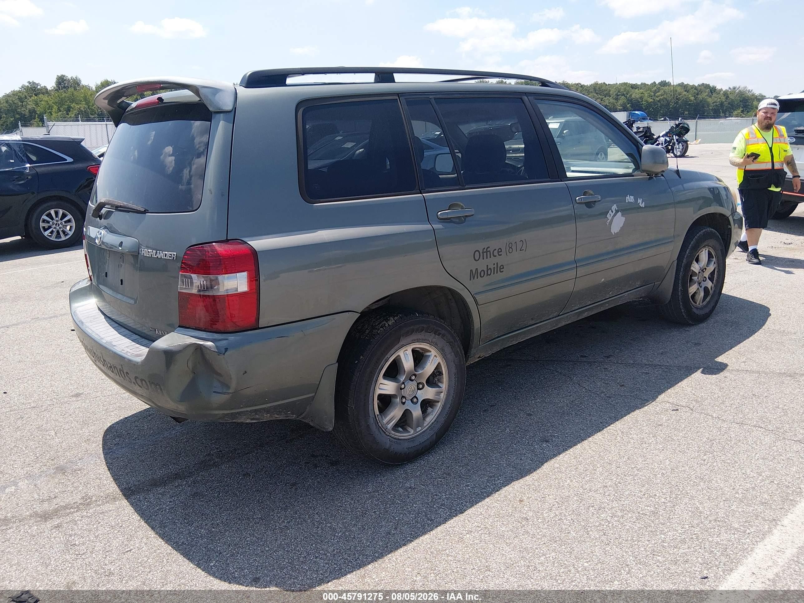 2007 Toyota Highlander 3rd Row Green vin: JTEEP21A270212778