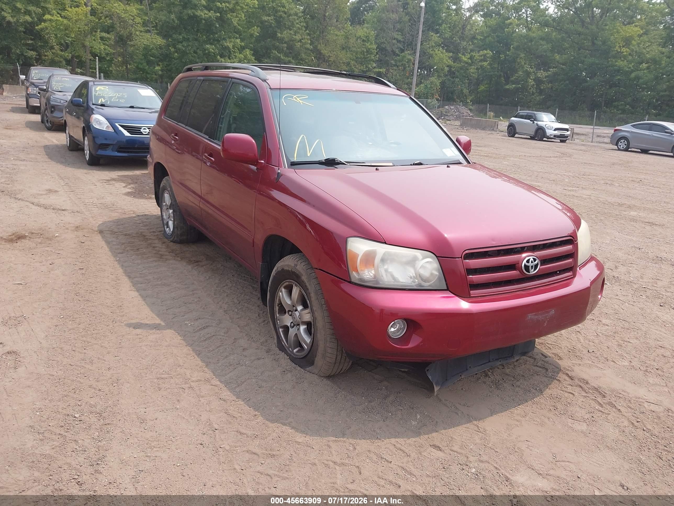 2005 Toyota Highlander V6 Red vin: JTEEP21A350094852