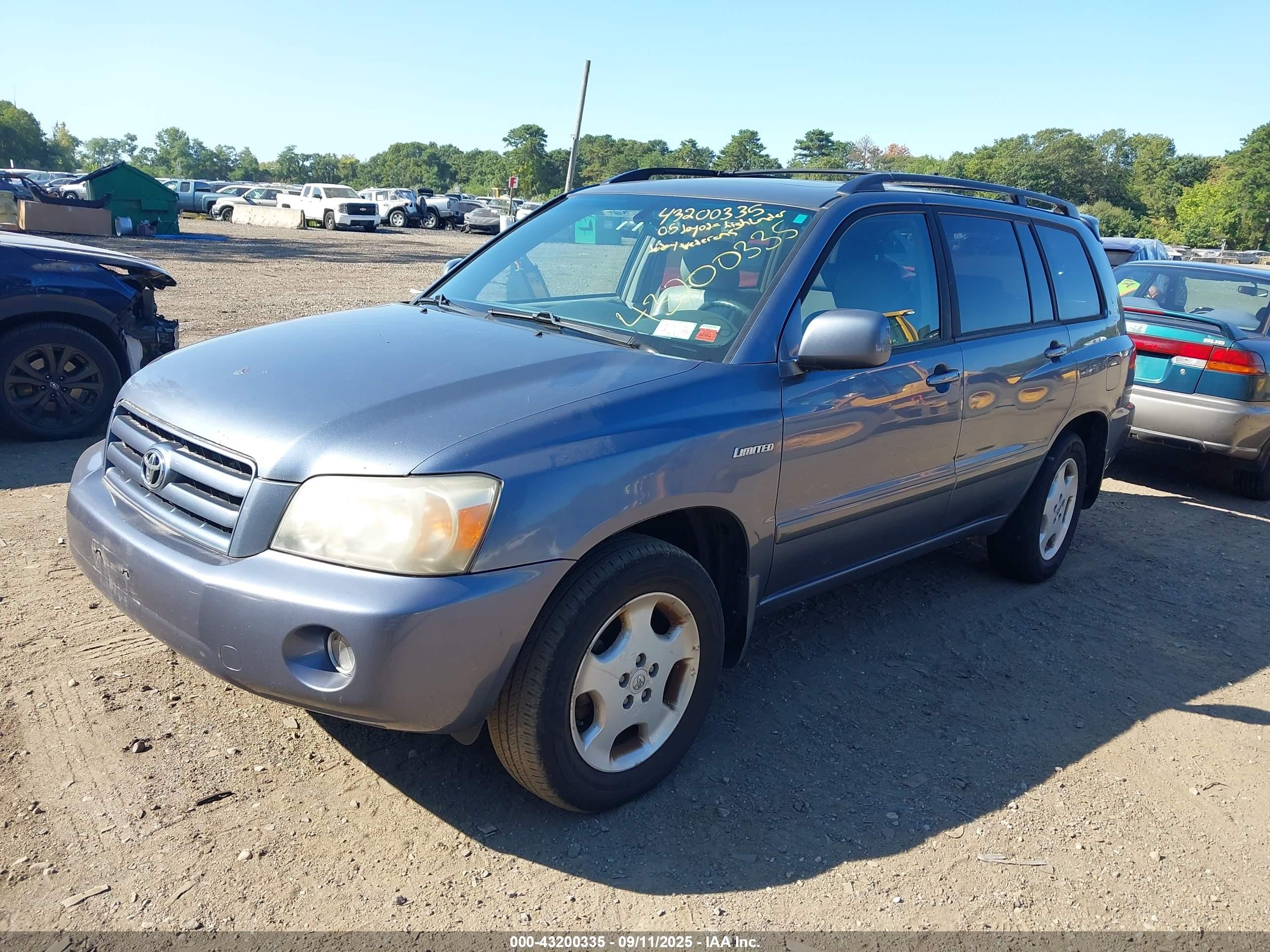 2005 Toyota Highlander Limited V6 Blue vin: JTEEP21A350096665