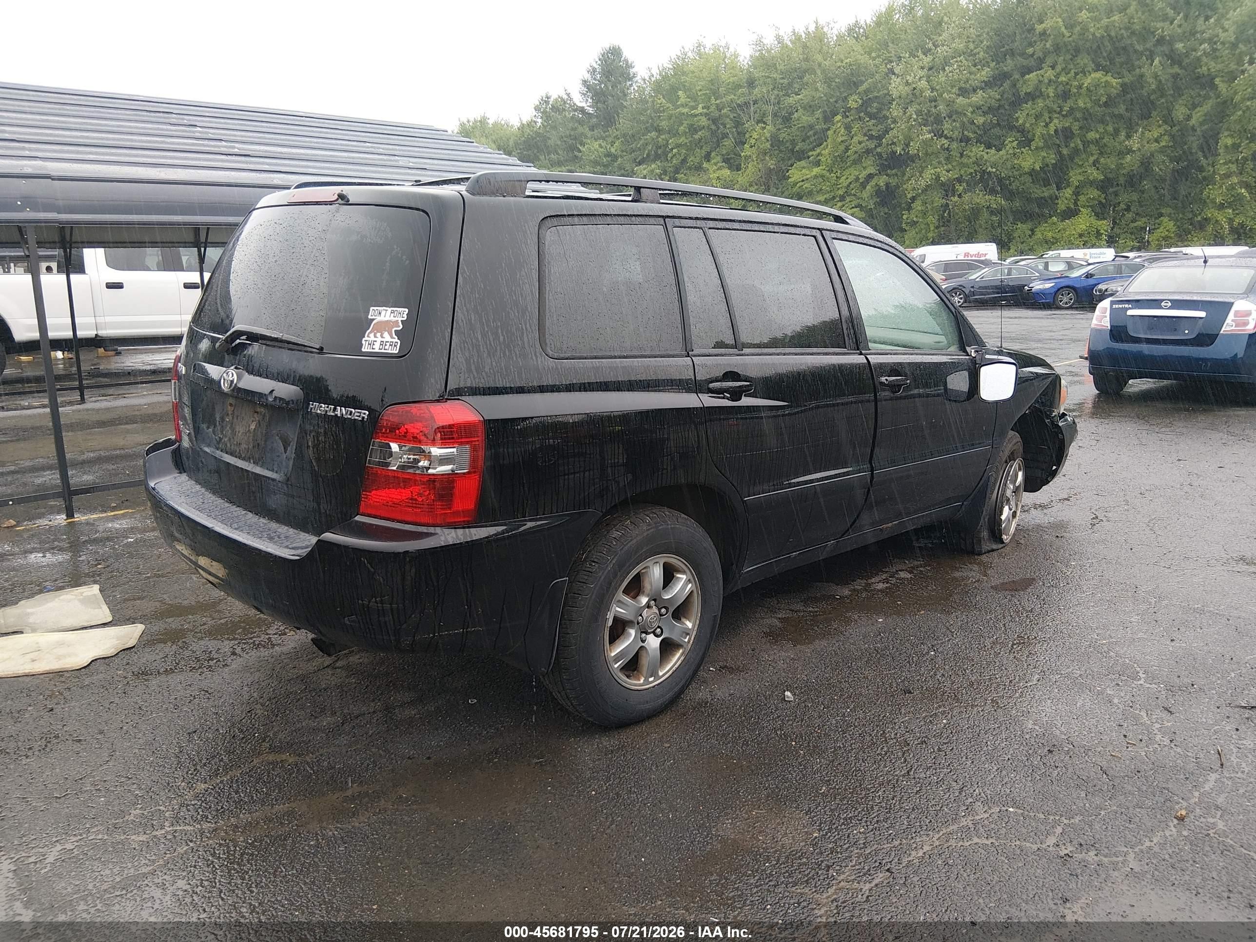 2005 Toyota Highlander V6 Black vin: JTEEP21A350111908