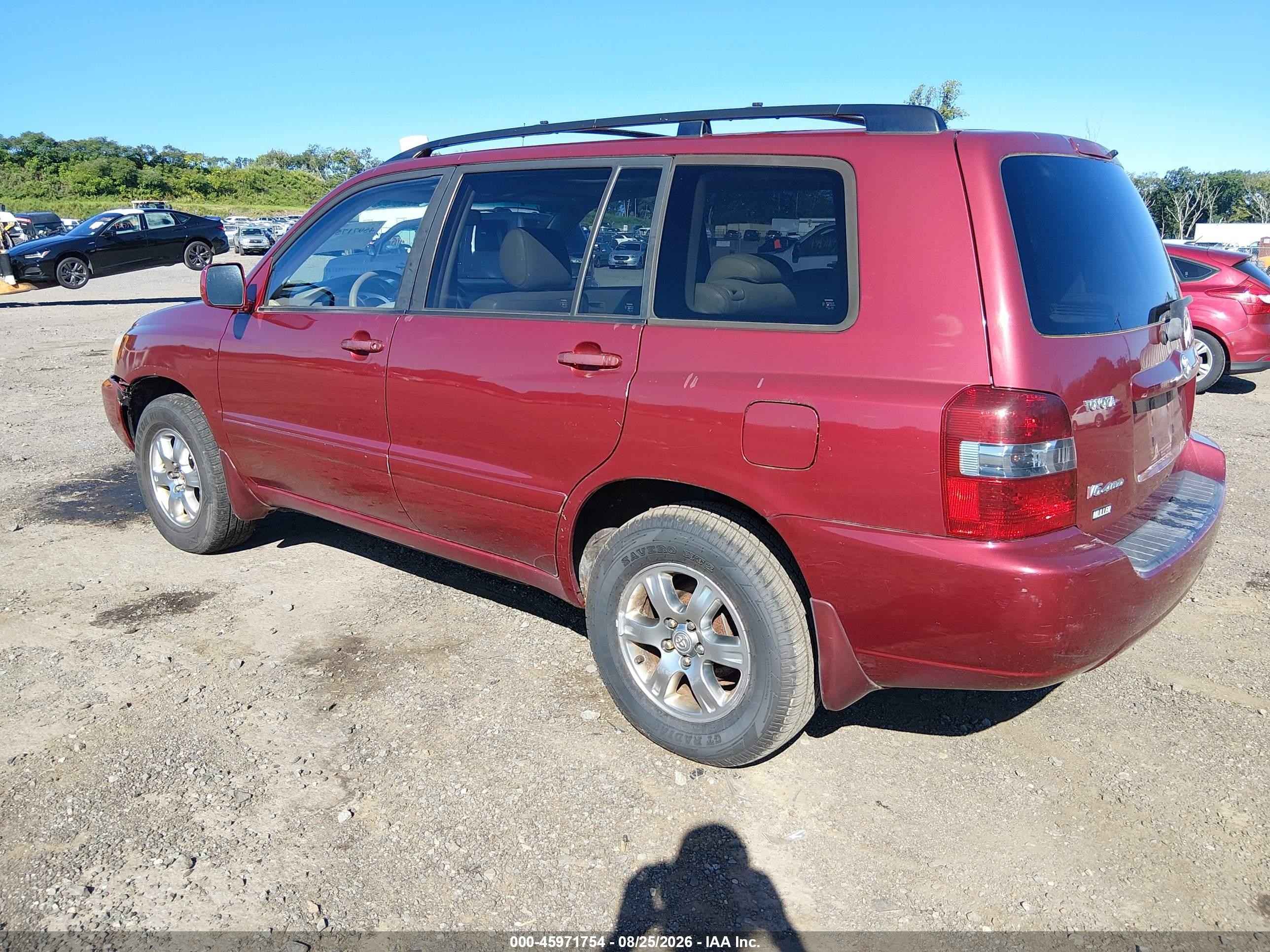 2006 Toyota Highlander V6 Red vin: JTEEP21A360162097