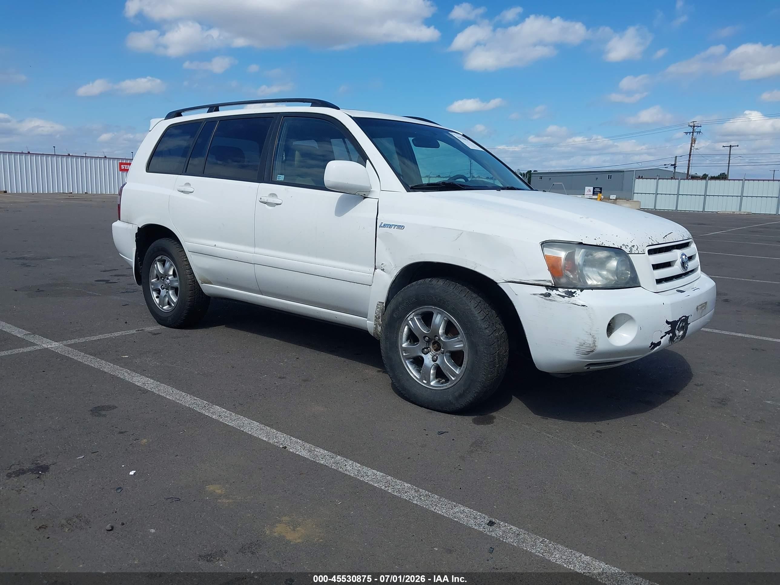 2006 Toyota Highlander V6 White vin: JTEEP21A360169275