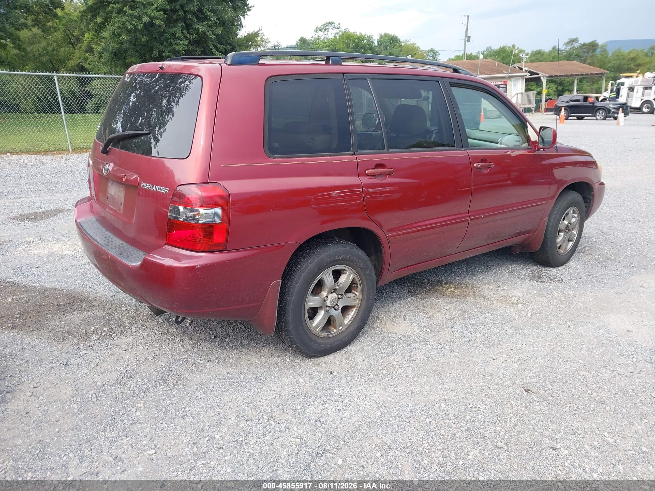 2006 Toyota Highlander V6 Red vin: JTEEP21A360178347