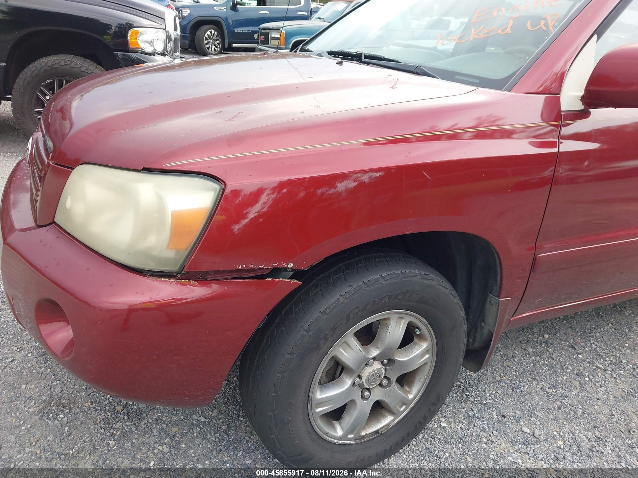 2006 Toyota Highlander V6 Red vin: JTEEP21A360178347