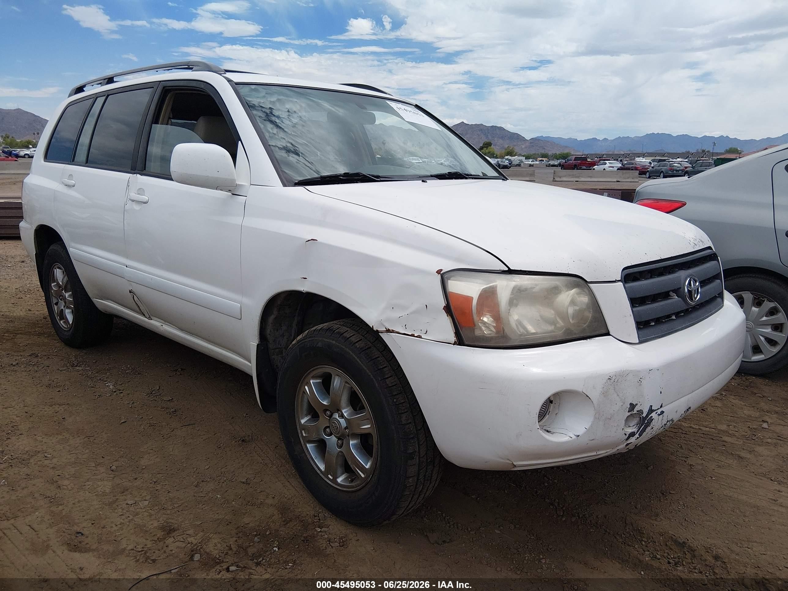 2005 Toyota Highlander V6 White vin: JTEEP21A450073055