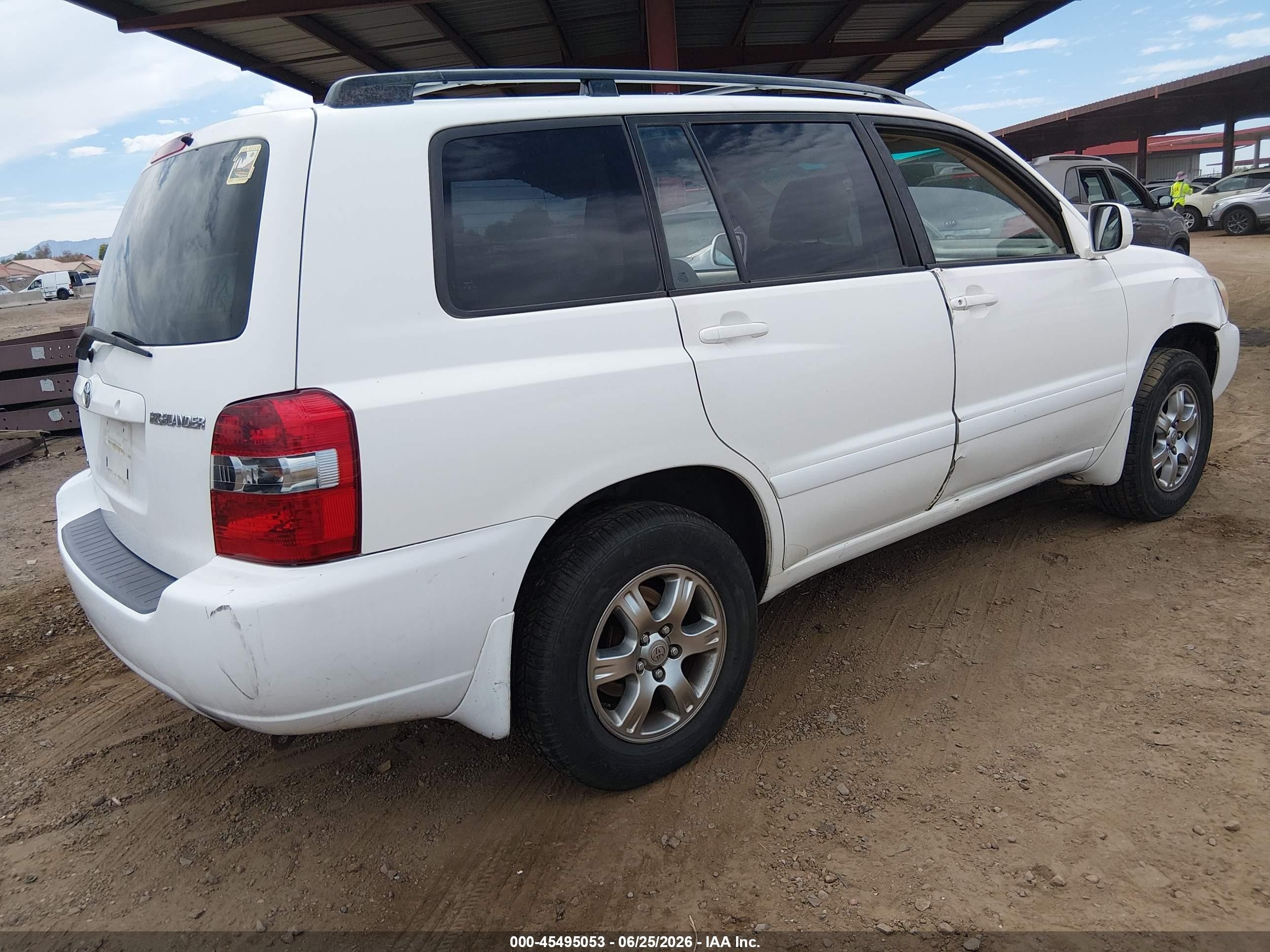 2005 Toyota Highlander V6 White vin: JTEEP21A450073055