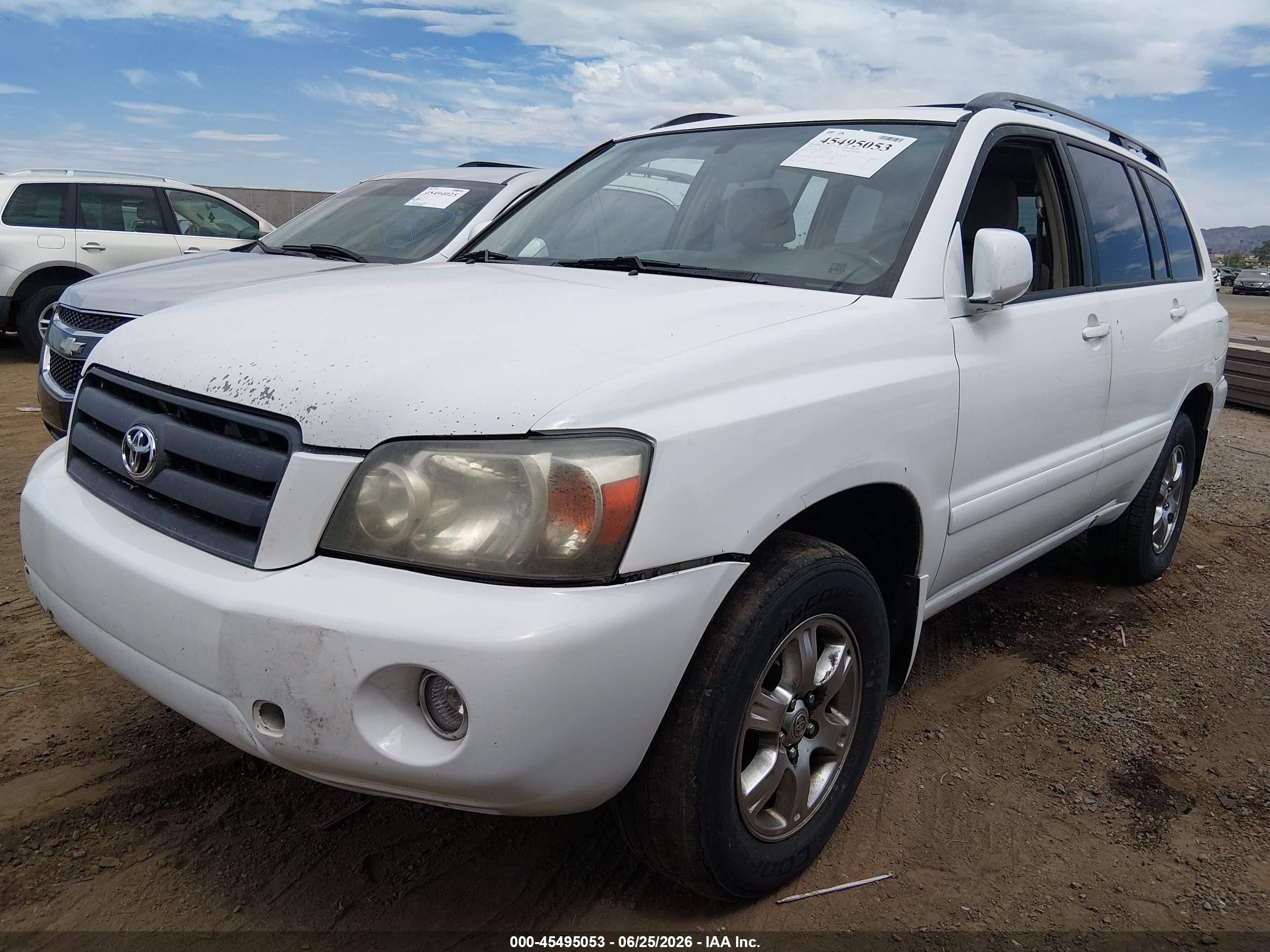 2005 Toyota Highlander V6 White vin: JTEEP21A450073055