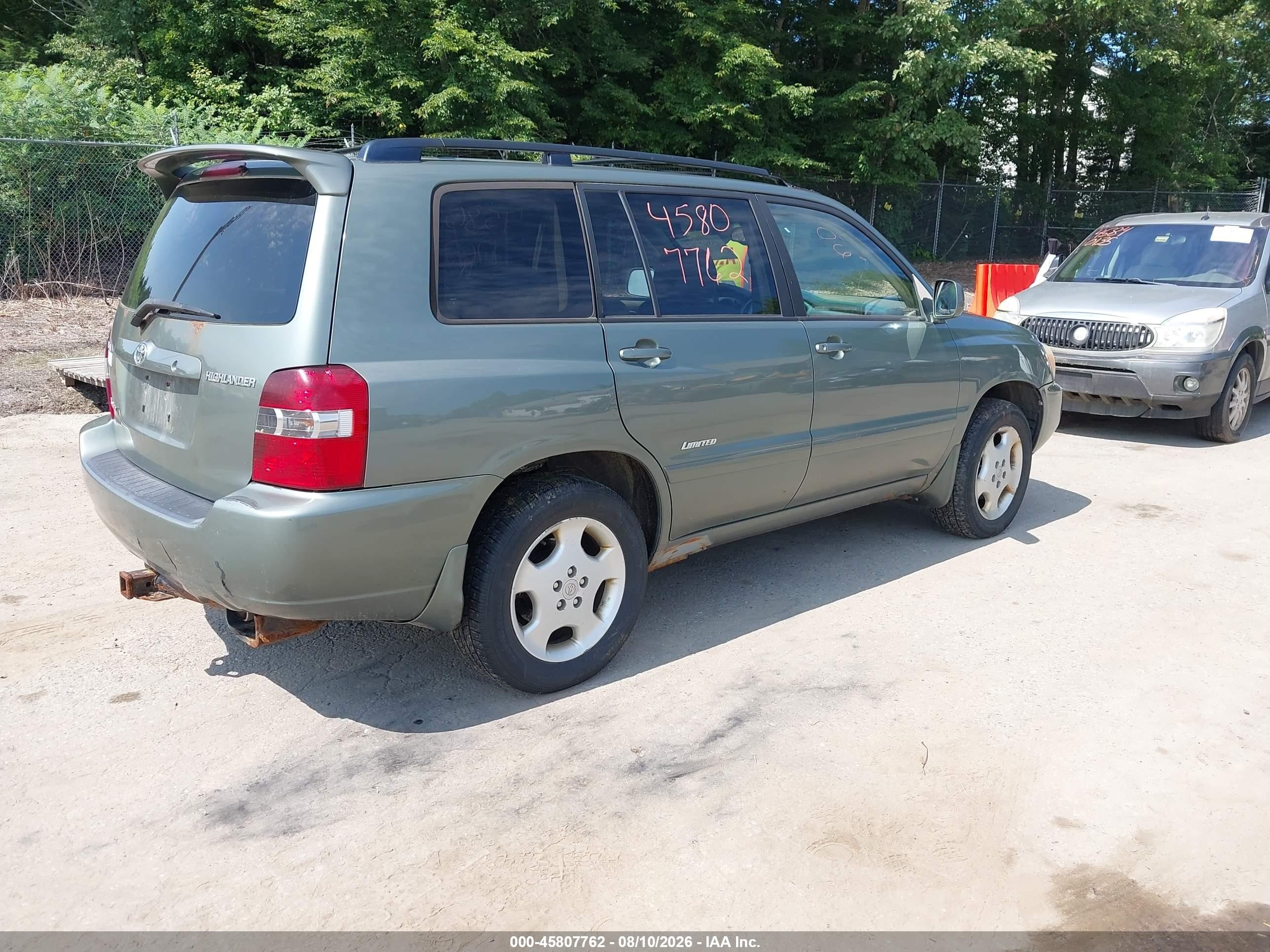 2006 Toyota Highlander Limited V6 Green vin: JTEEP21A460164098