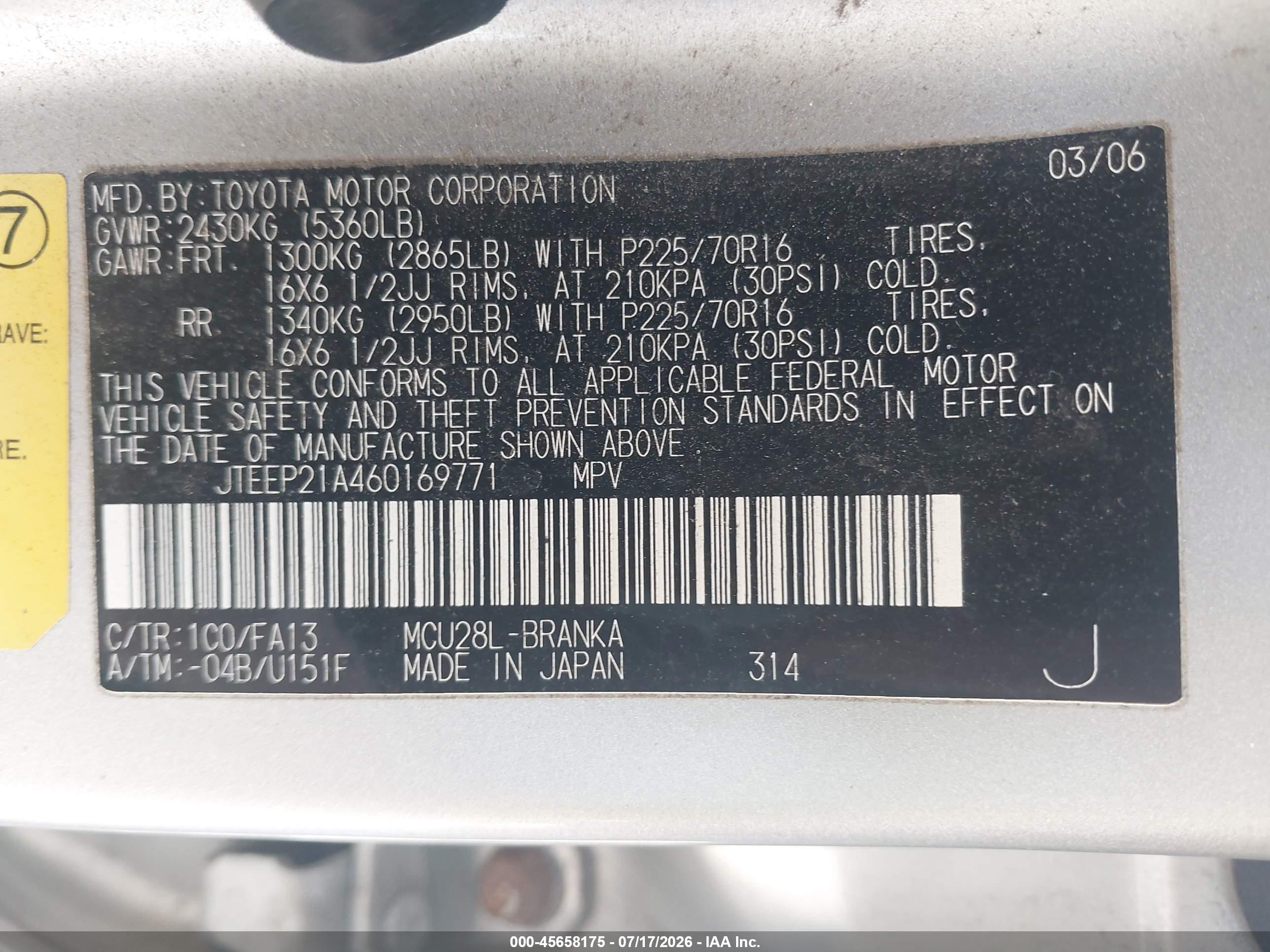 2006 Toyota Highlander V6 Серебряный vin: JTEEP21A460169771
