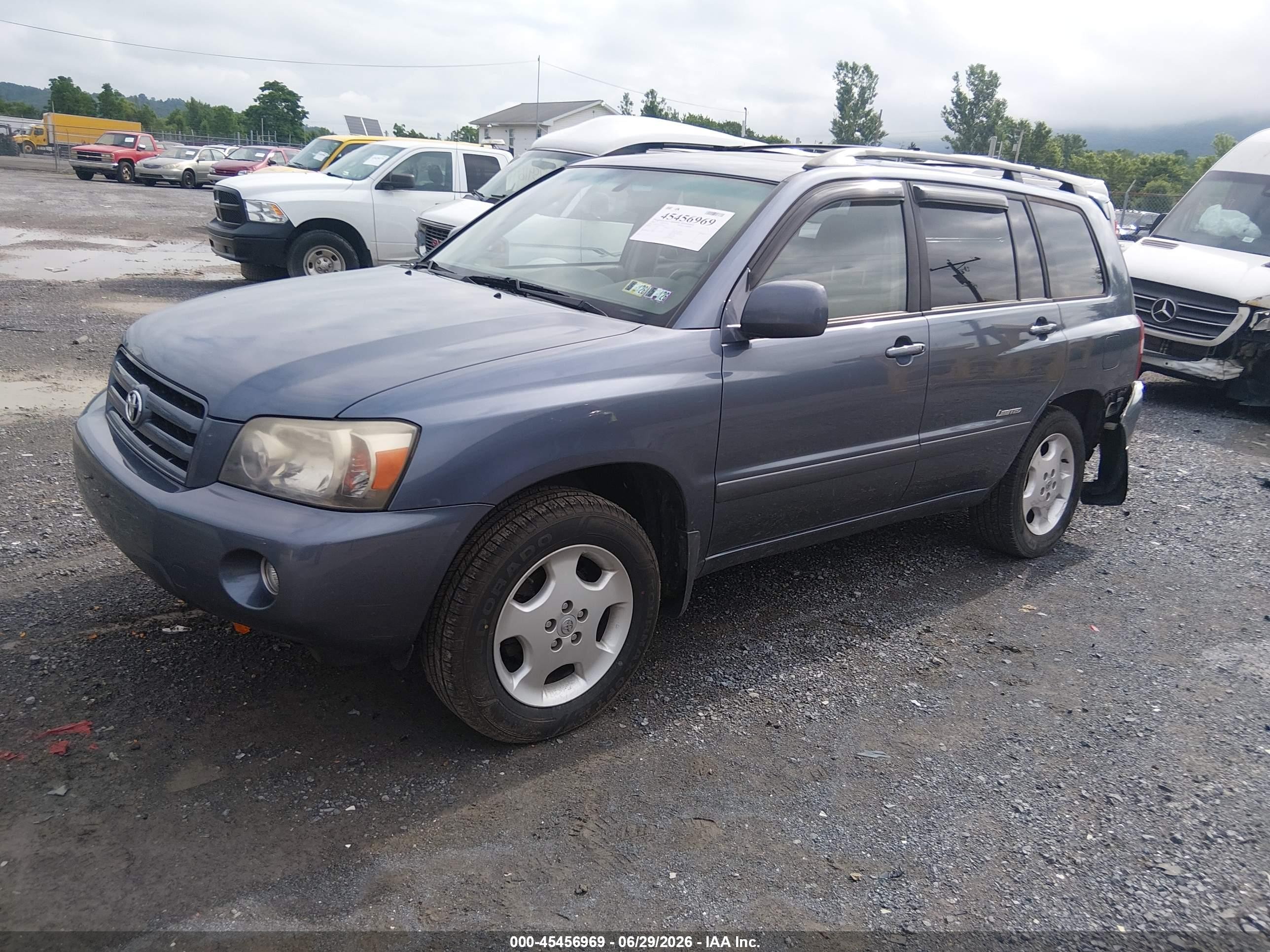 2007 Toyota Highlander Limited W/3rd Row Blue vin: JTEEP21A470191657