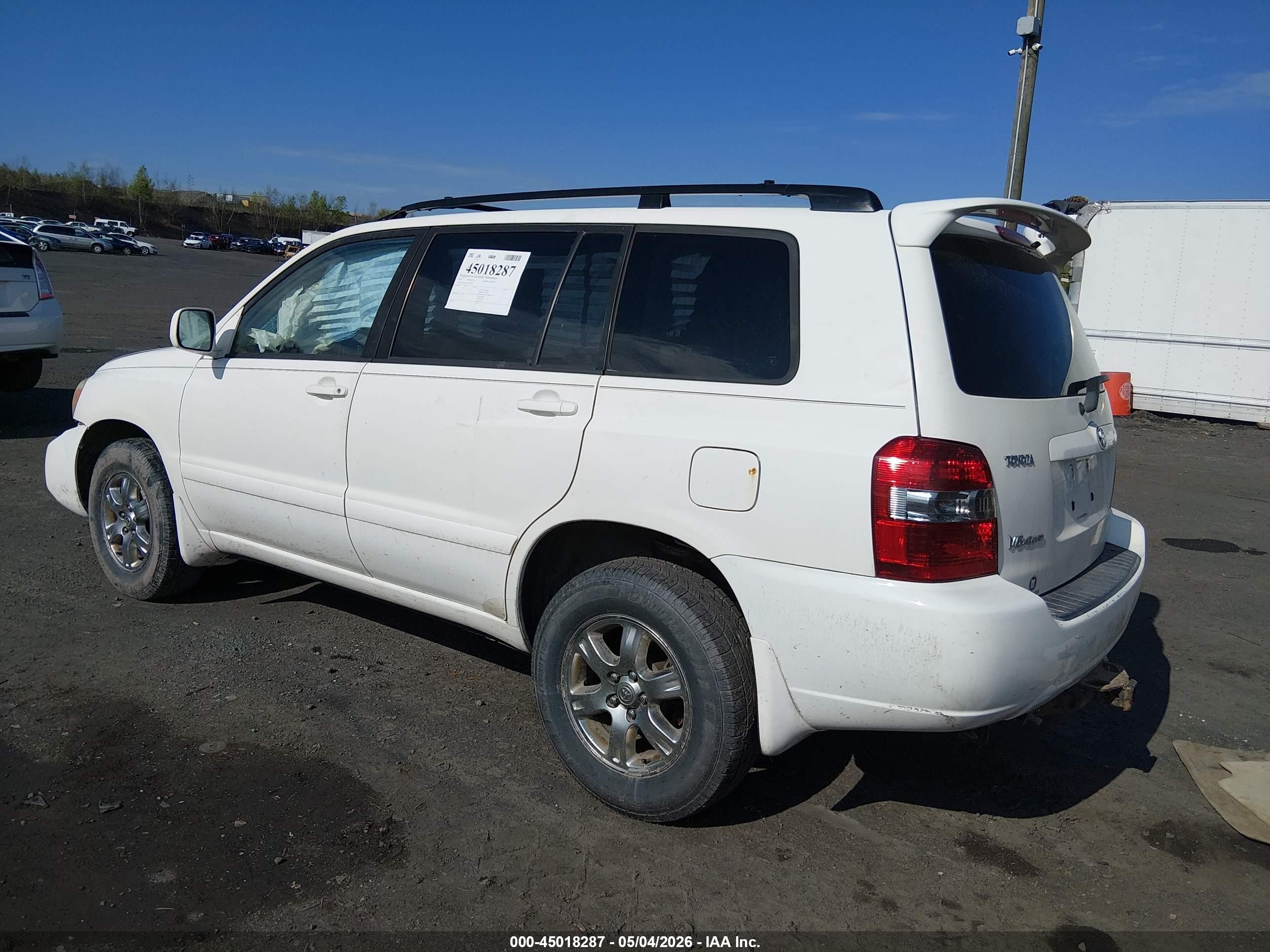 2007 Toyota Highlander V6 White vin: JTEEP21A470221160