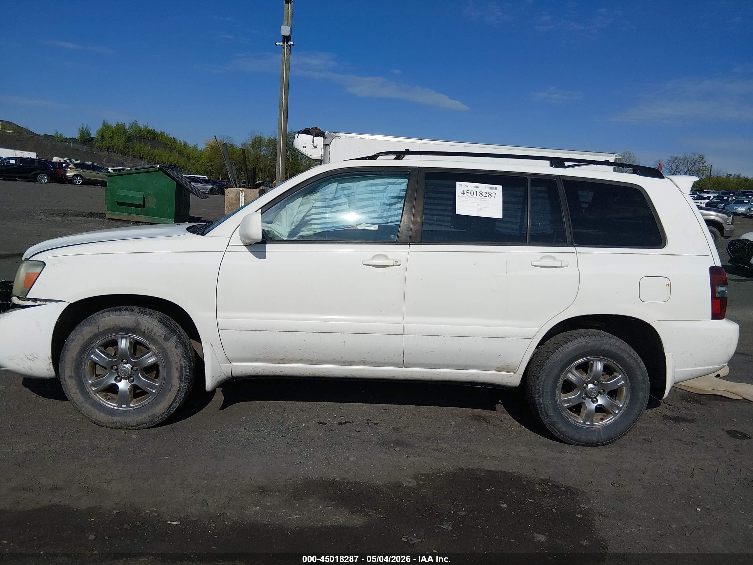 2007 Toyota Highlander V6 White vin: JTEEP21A470221160