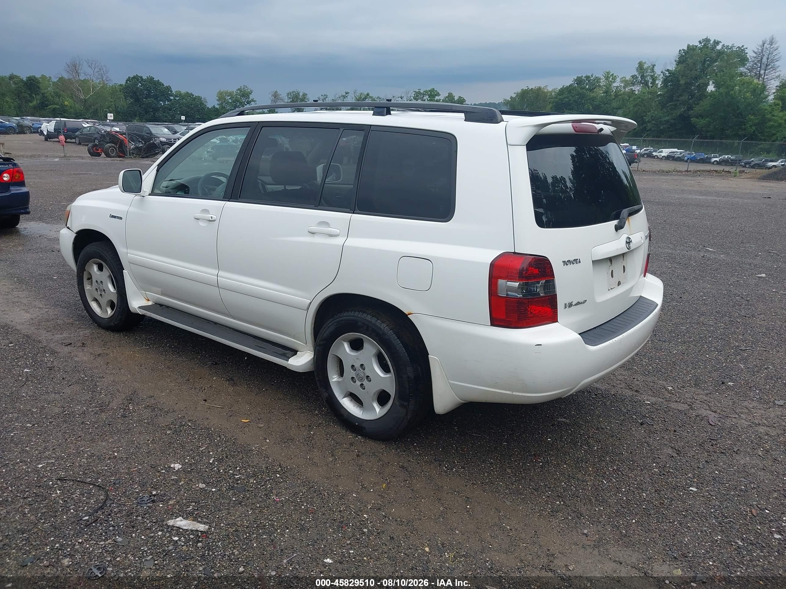2005 Toyota Highlander Limited V6 White vin: JTEEP21A550075607