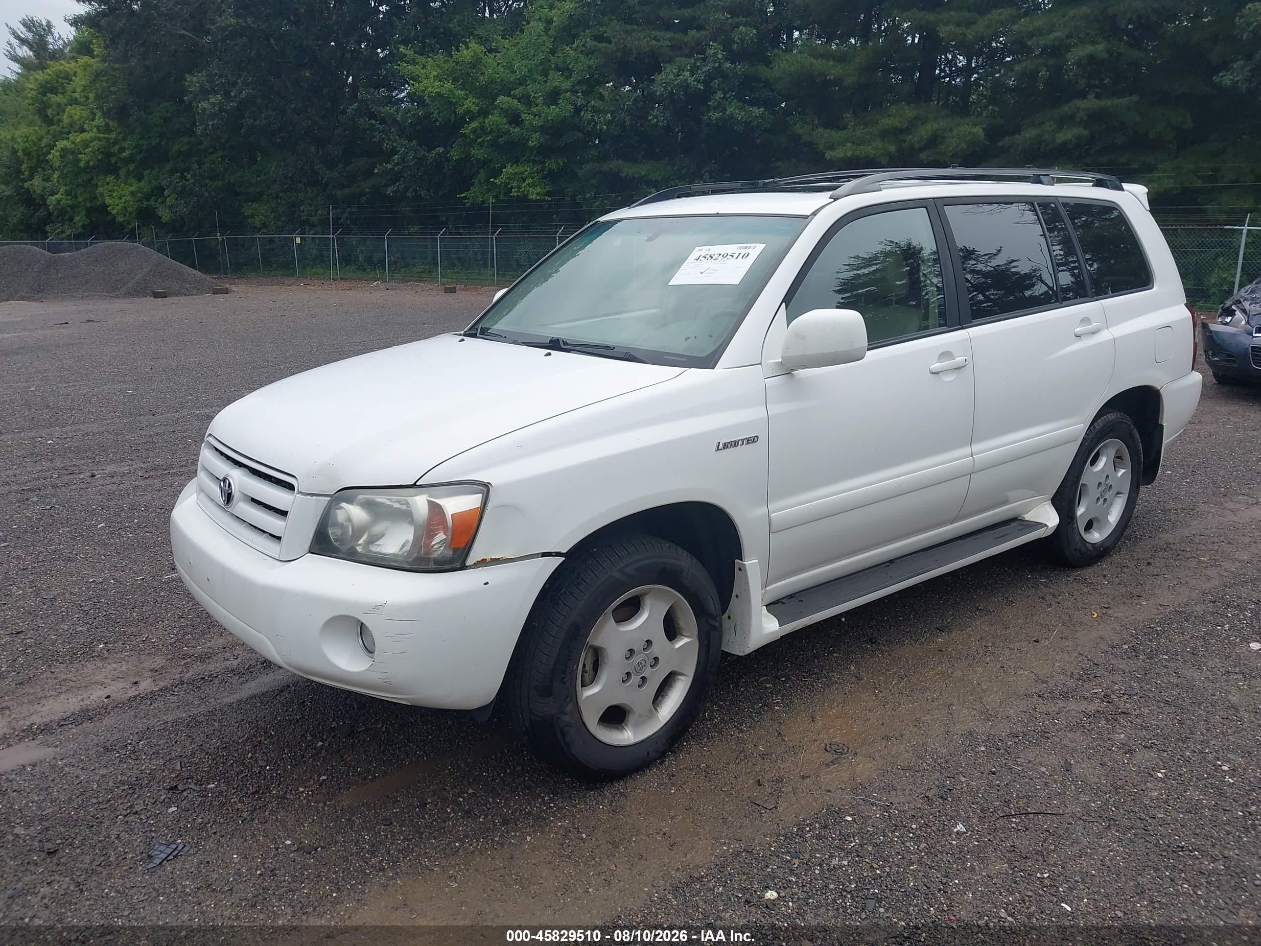 2005 Toyota Highlander Limited V6 White vin: JTEEP21A550075607