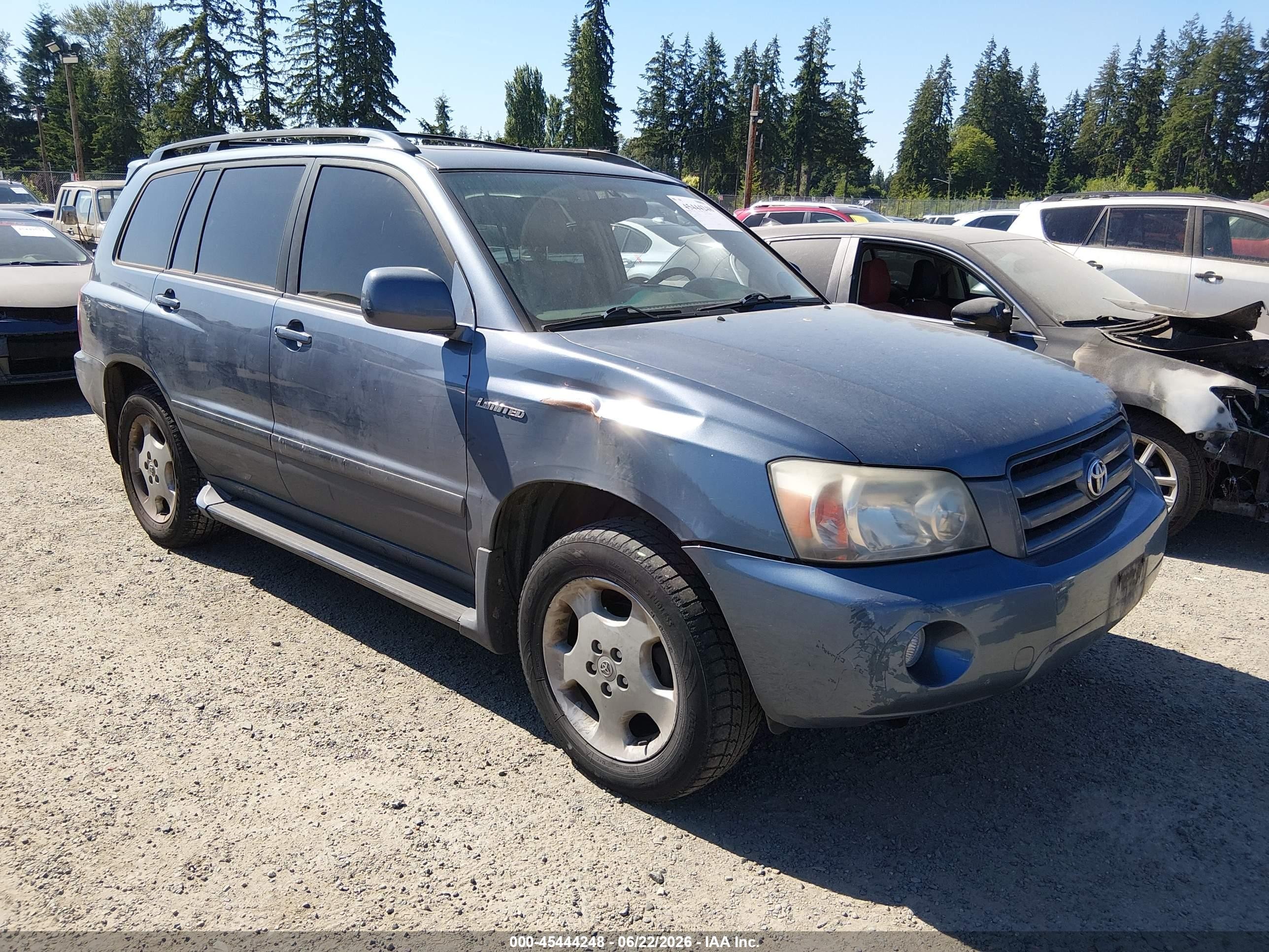 2004 Toyota Highlander Limited V6 Blue vin: JTEEP21A640049239