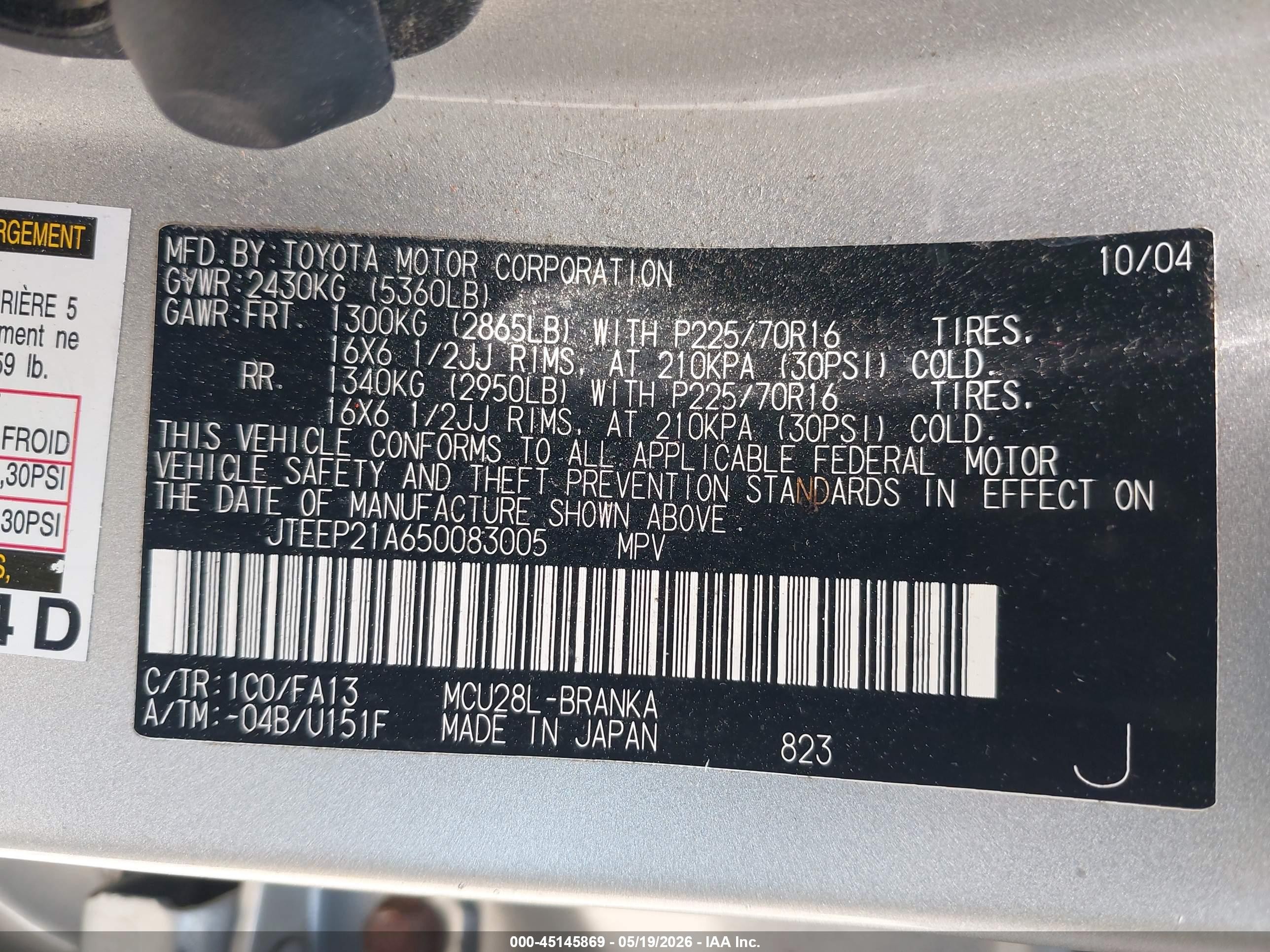2005 Toyota Highlander V6 Серебряный vin: JTEEP21A650083005