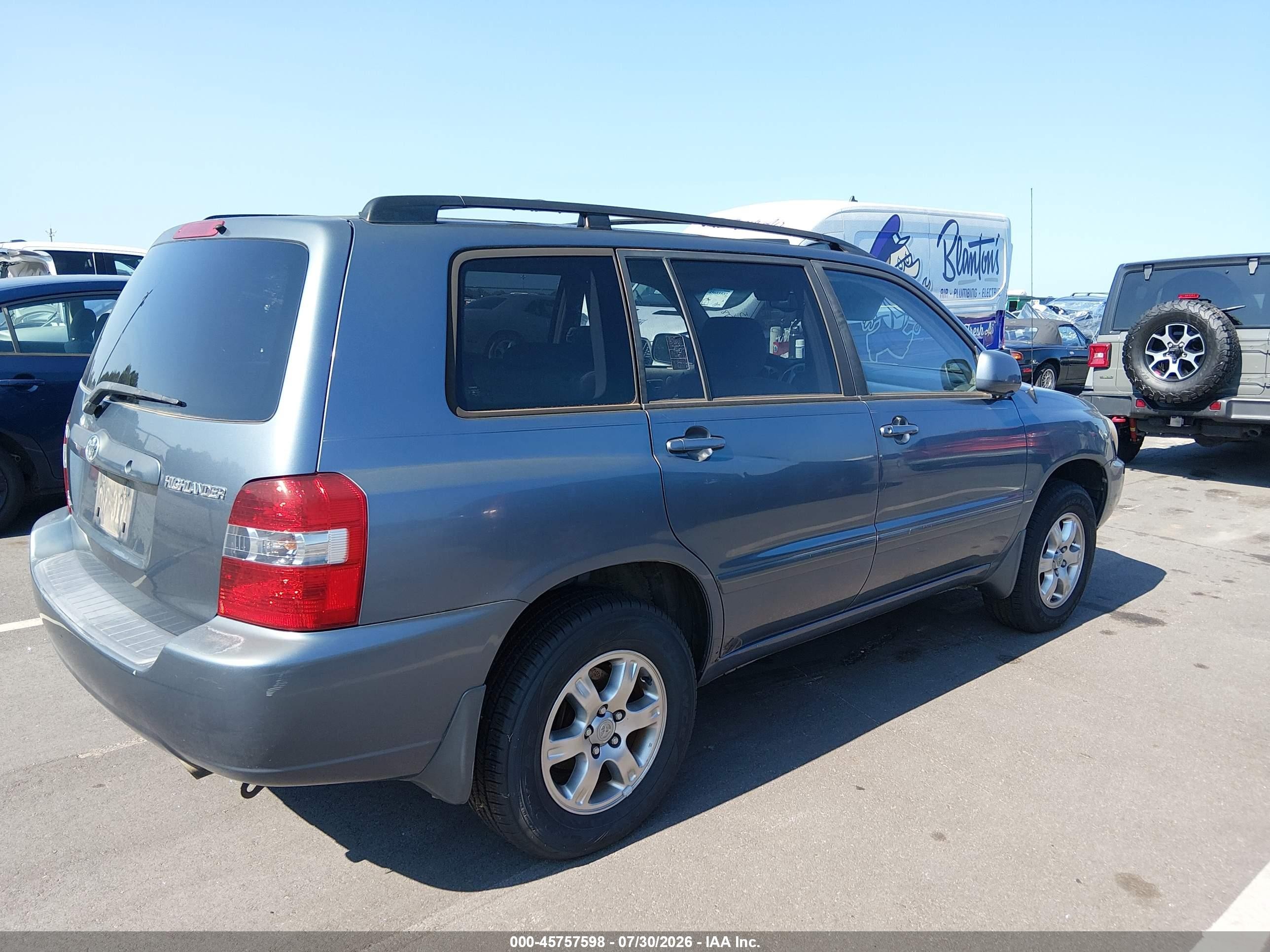 2006 Toyota Highlander V6 Light Blue vin: JTEEP21A660160764