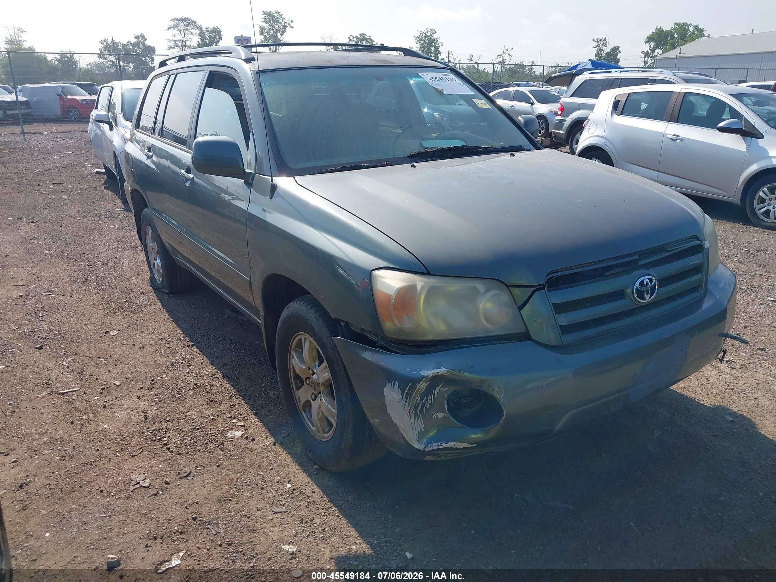 2006 Toyota Highlander V6 Green vin: JTEEP21A660163955