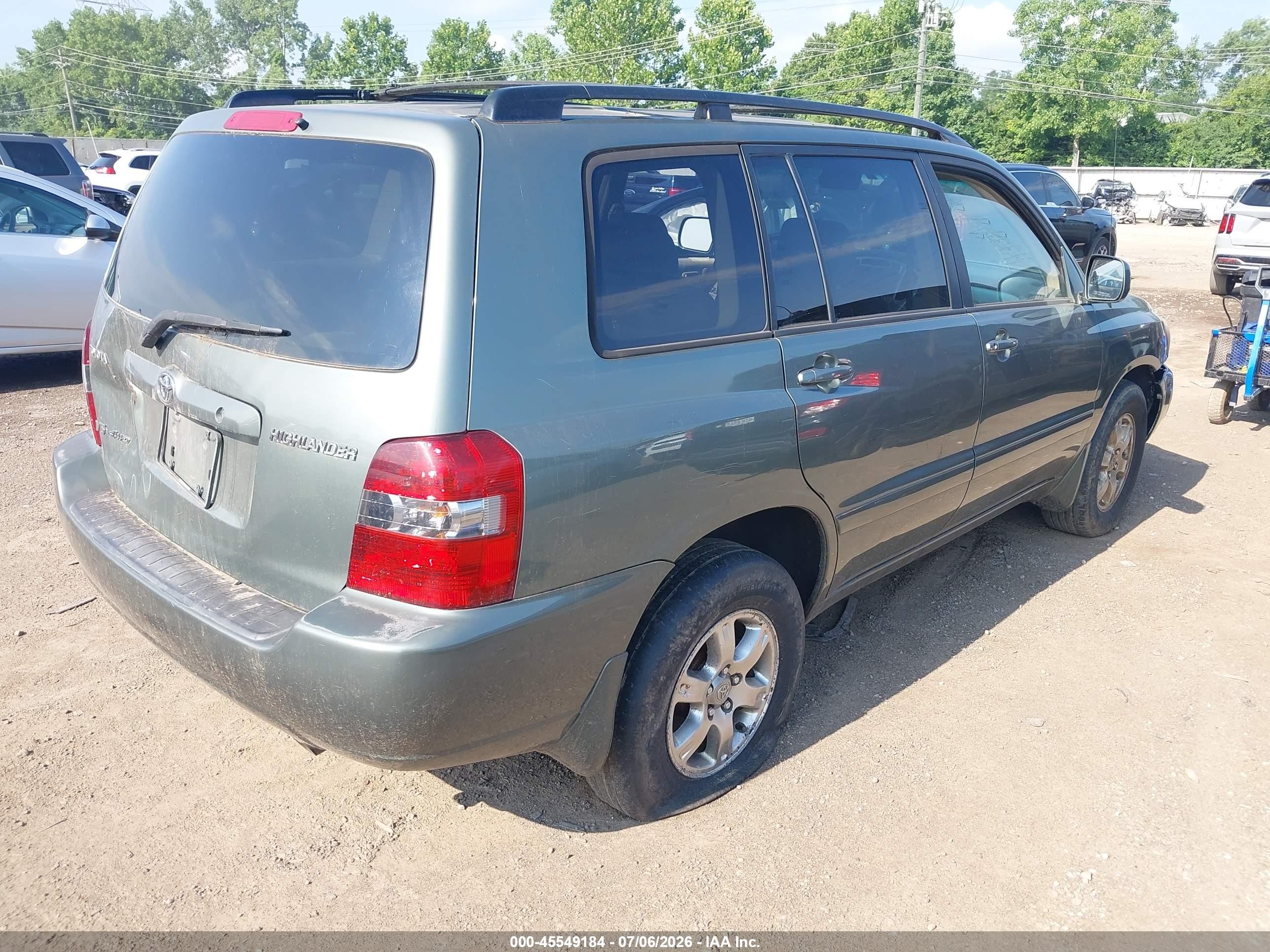 2006 Toyota Highlander V6 Green vin: JTEEP21A660163955
